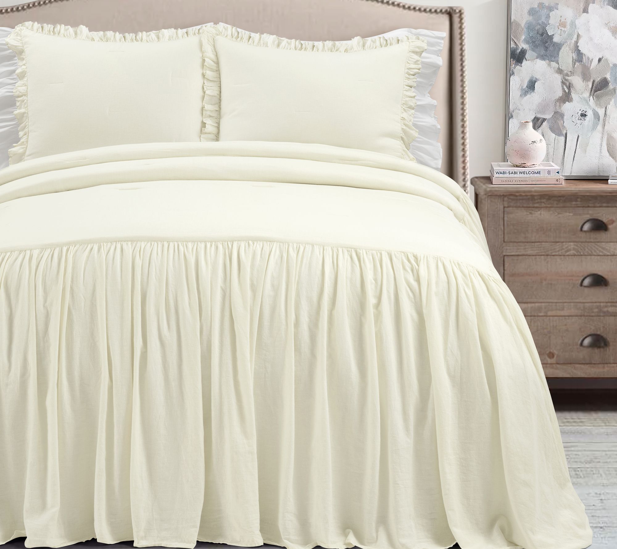 Belgian Flax Bedspread 3-Piece Set King/CK by Lush Decor