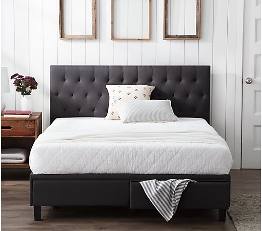 Brookside Anna Upholstered Queen Bed, Fabric Queen Bed Frame With Storage
