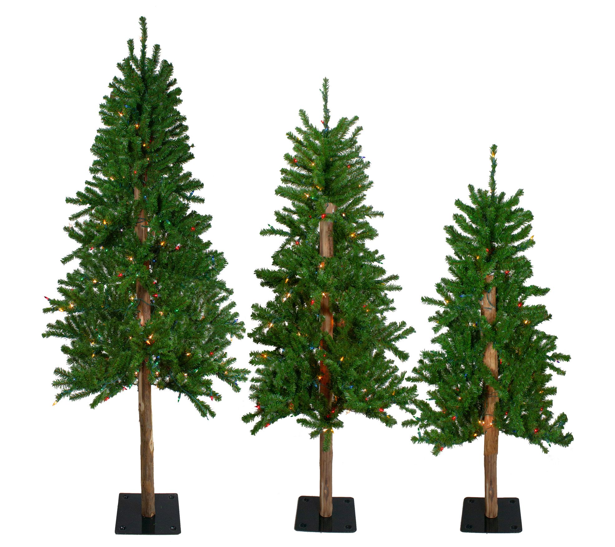Norhtlight Set of 3 Pre-Lit Slim Alpine Christms Trees