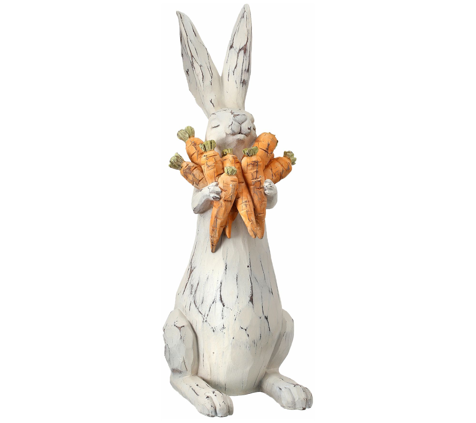 Carved Bunny W Carrots 17.5" By Valerie