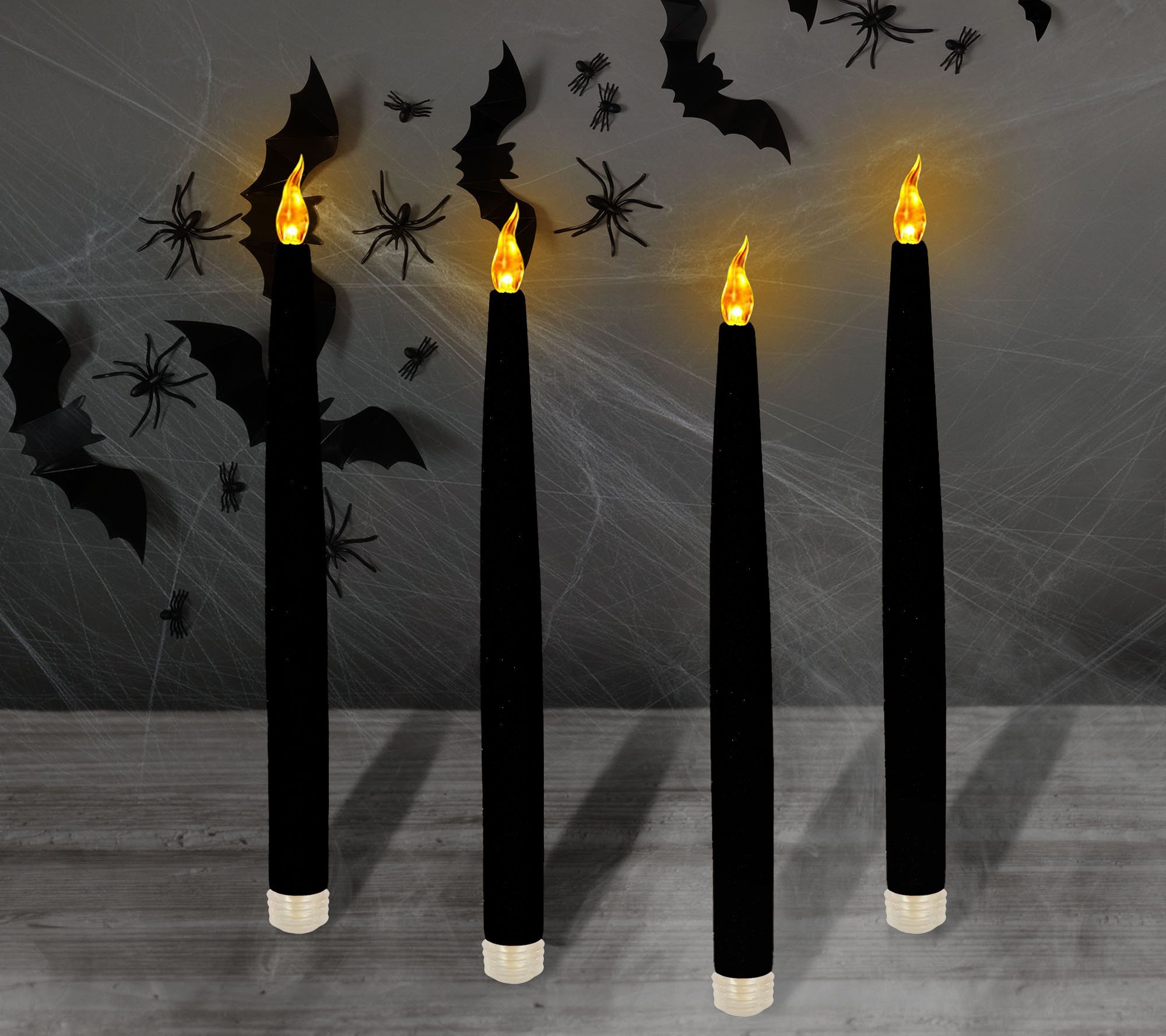 LumaBase Battery Operated Taper Candles- Black,4ct