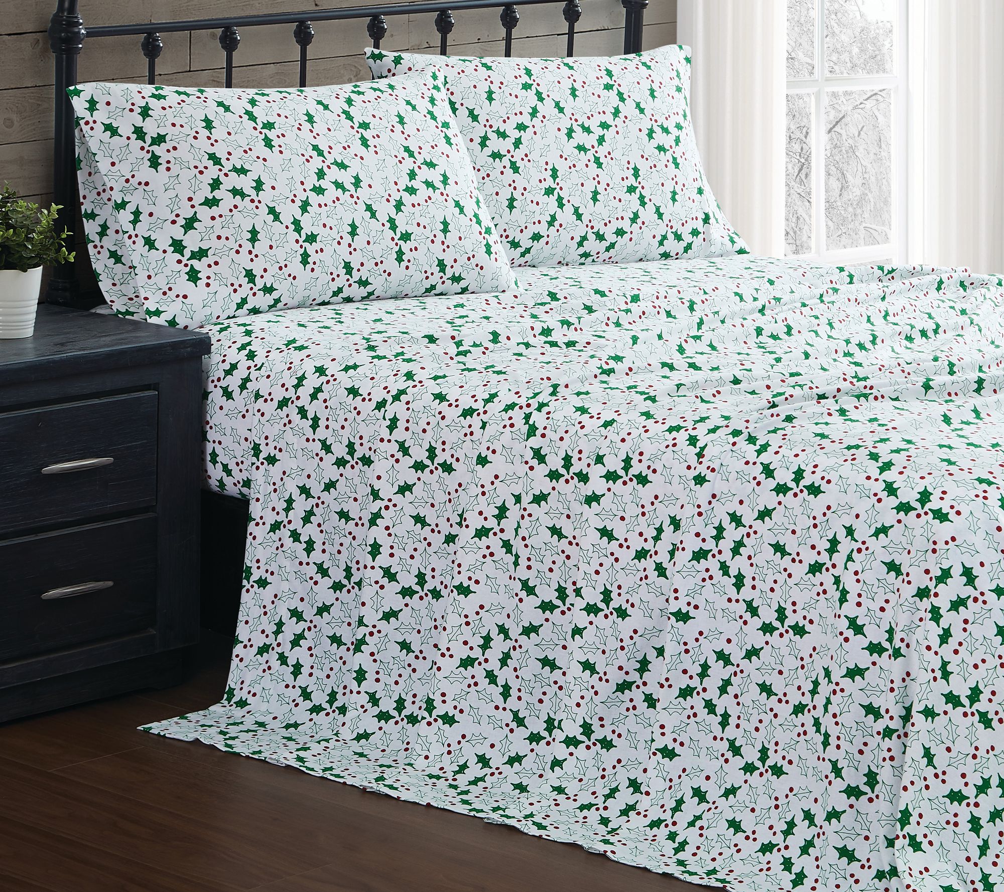 Truly Soft Holly King Flannel Sheet Set - QVC.com