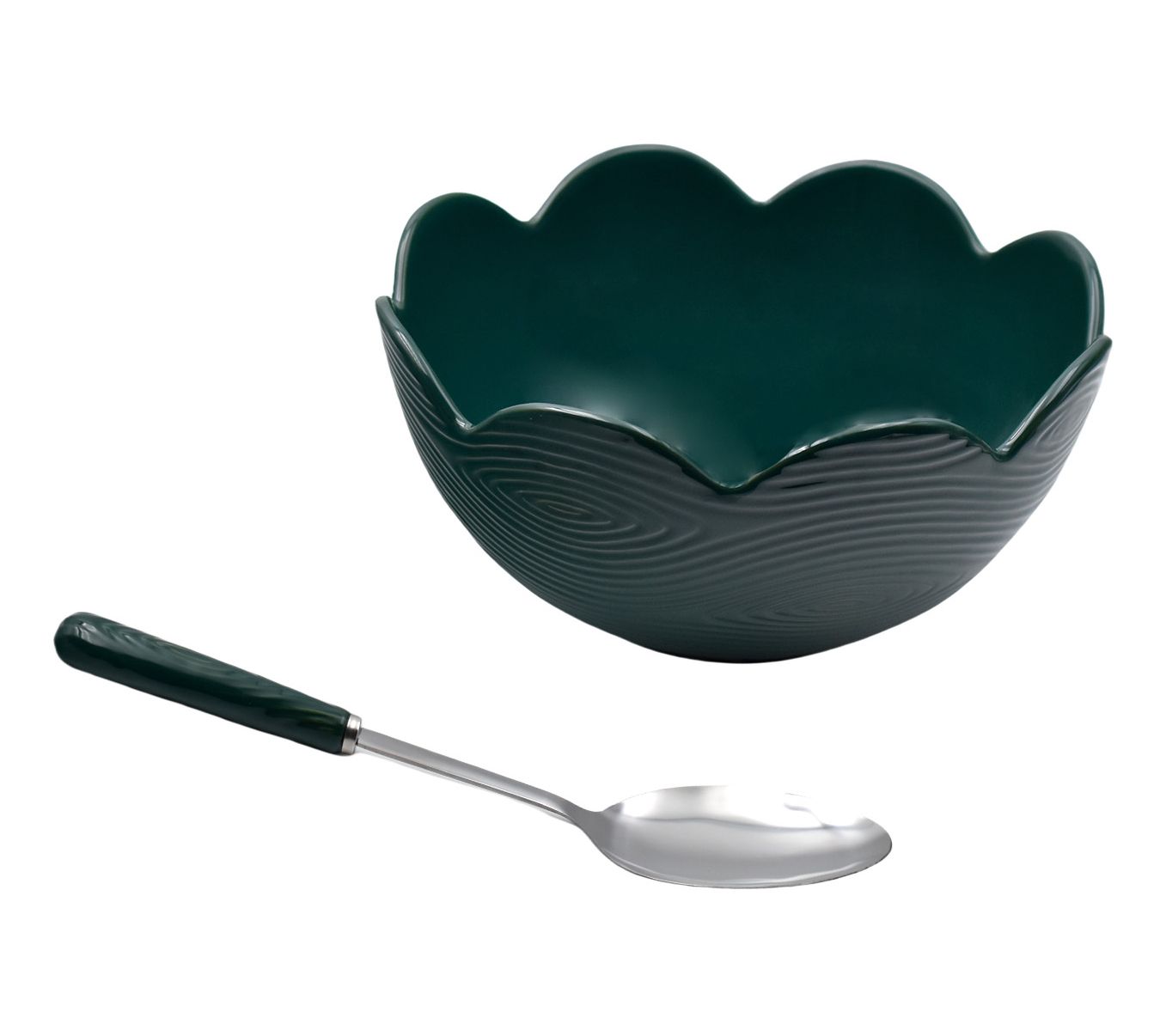 Temp-tations Woodland 3-qt Scalloped Serving Bowl w/ Spoon