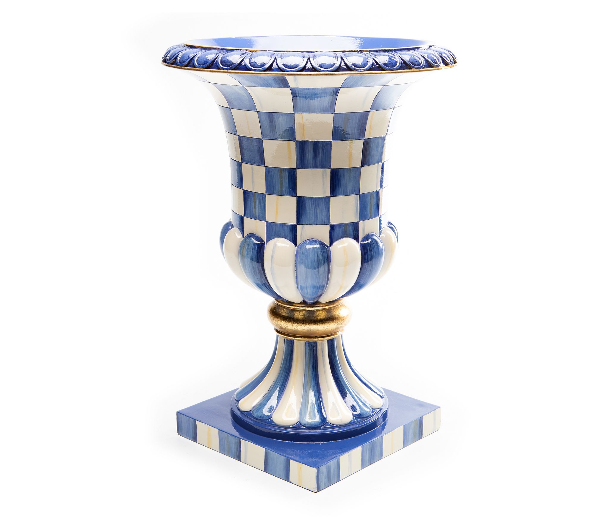 MacKenzie-Childs Royal Check Pedestal Tabletop Urn