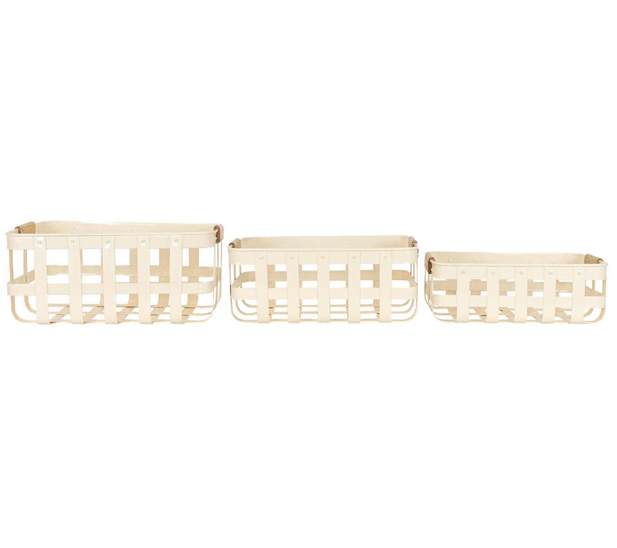 Foreside Home & Garden Set of 3 White Metal Kitchen Baskets