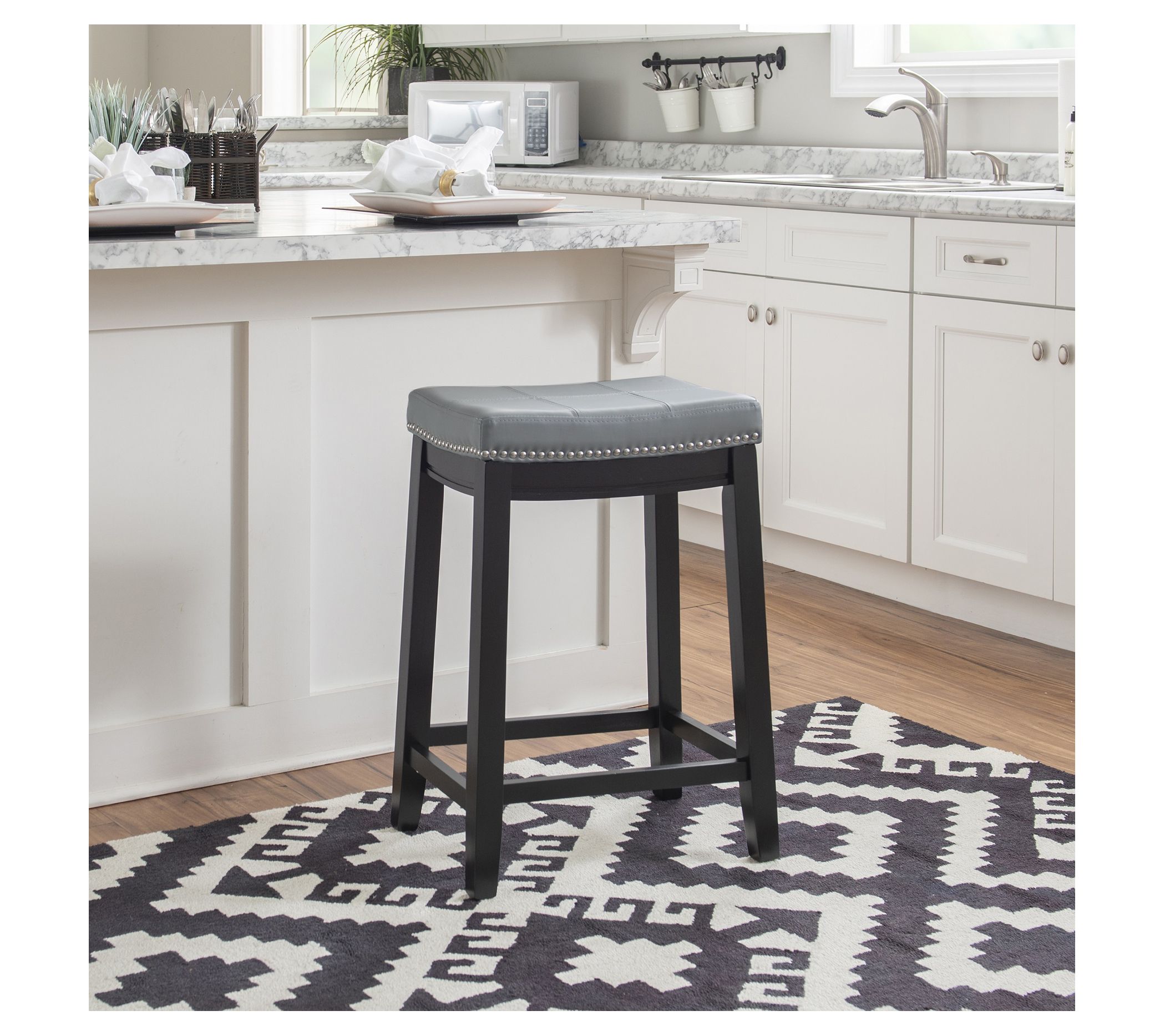 Linon Home 26.25 "Brenner Acacia Counter Stool /Fabric Seat