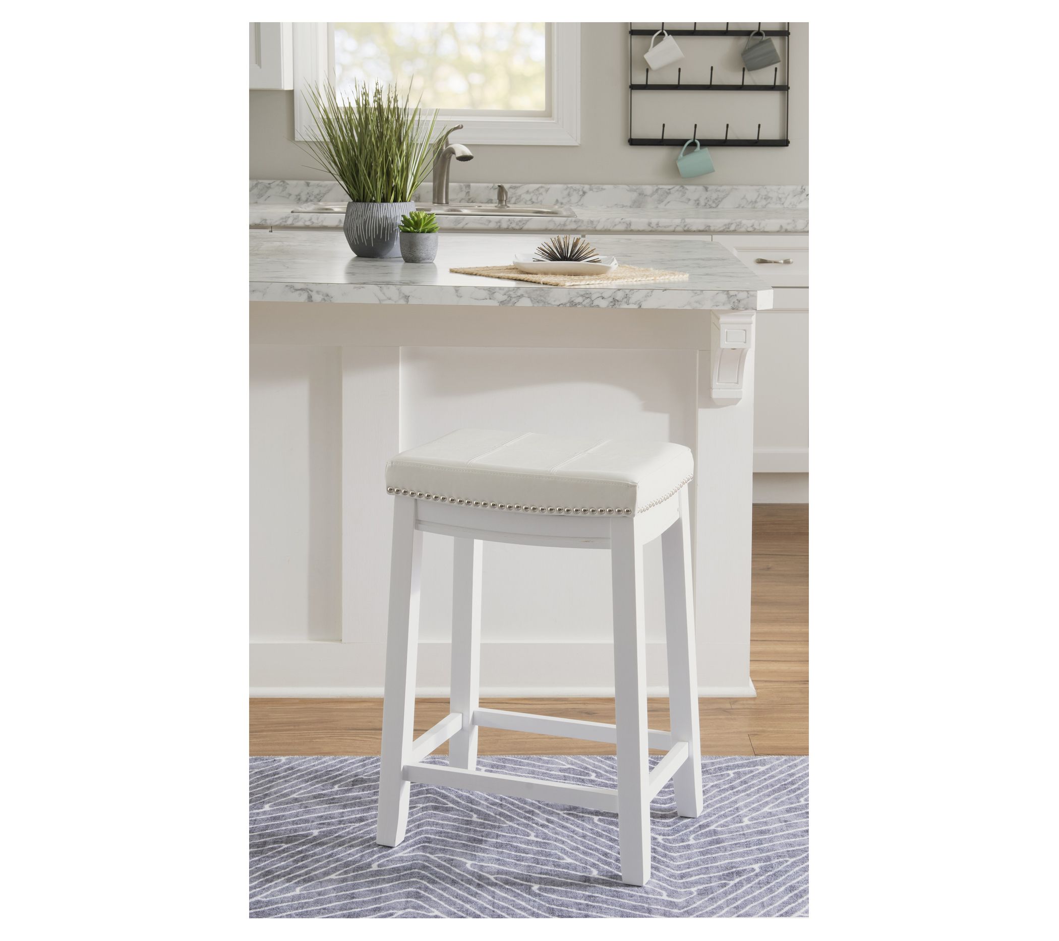 Linon Home 26.2 5 "Brenner Acac ia Counter Stoo l W/Fabric Seat