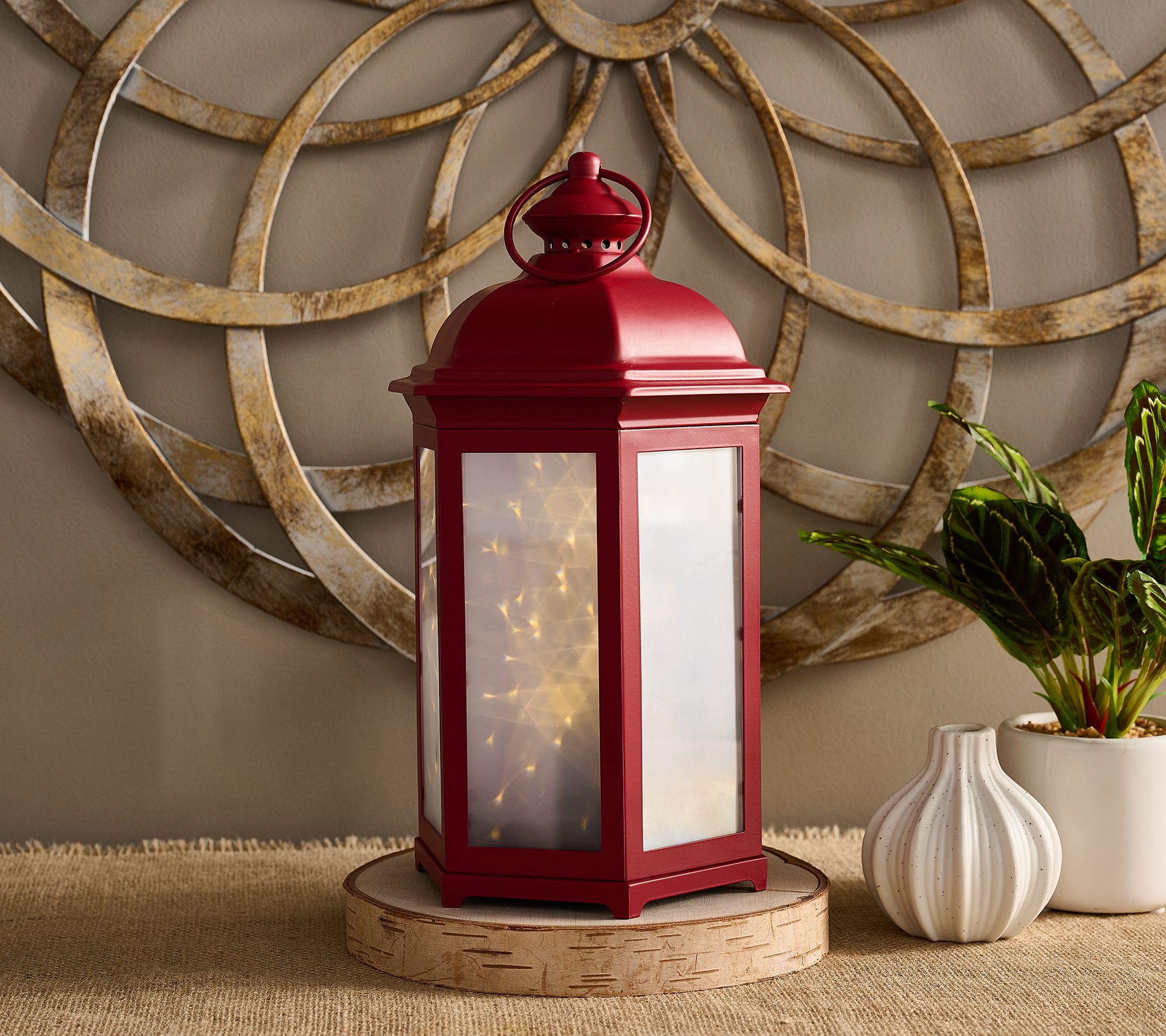 "As Is" 15" In/Outdoor Starscape Glass & Metal Lantern by Valerie