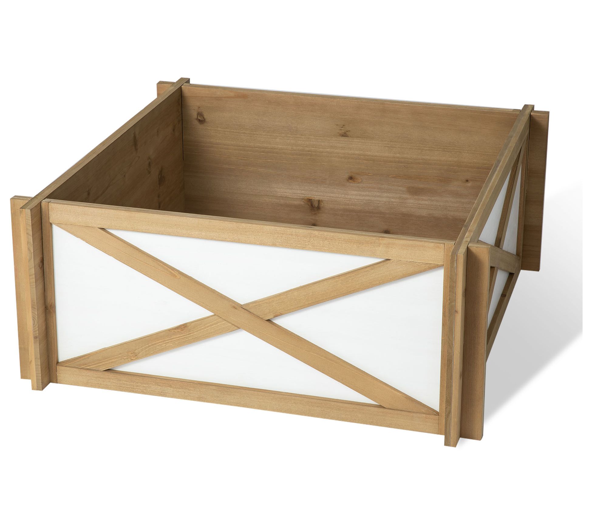 Glitzhome 27.5"L Natural & White Wooden Tree Collar