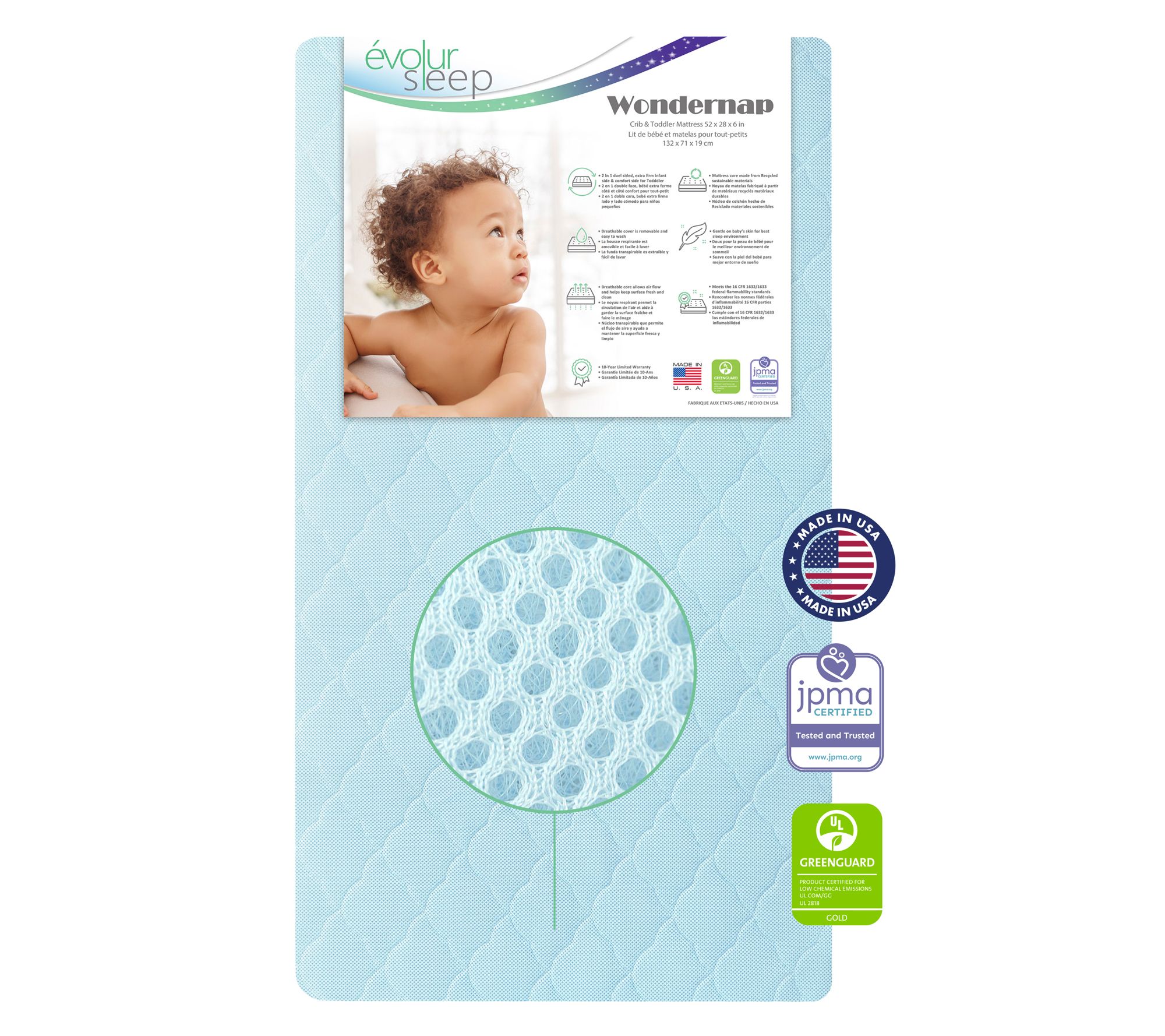 Dream On Me Wondernap 2-in-1 Full Size Crib Mattress