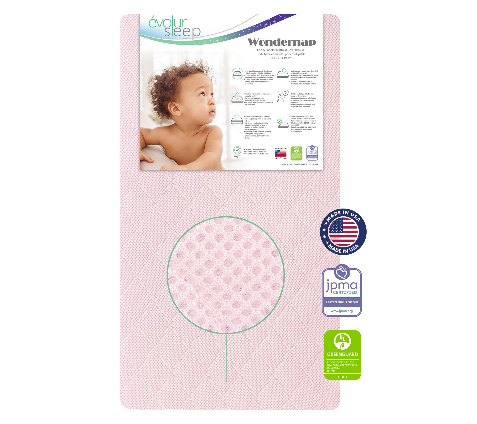 Dream On Me Wondernap 2-in-1 Full Size Crib Mattress