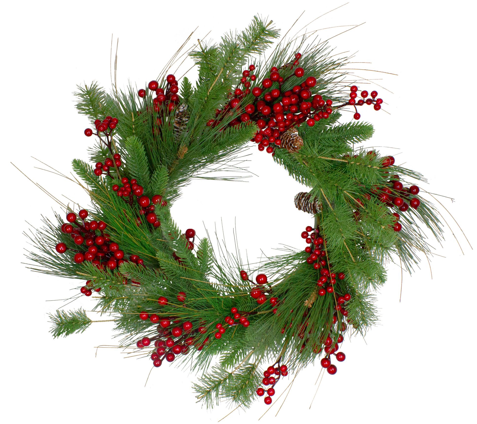 Northlight Mixed Pine and Berry Christmas Wreath 24"