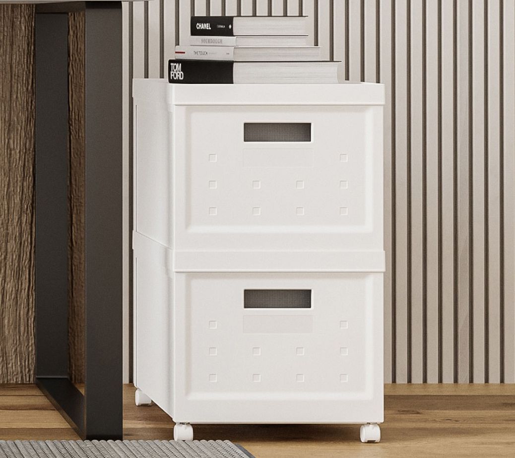 Techni Mobil 2-Set Rolling Collapsible/Stackable Storage Boxes