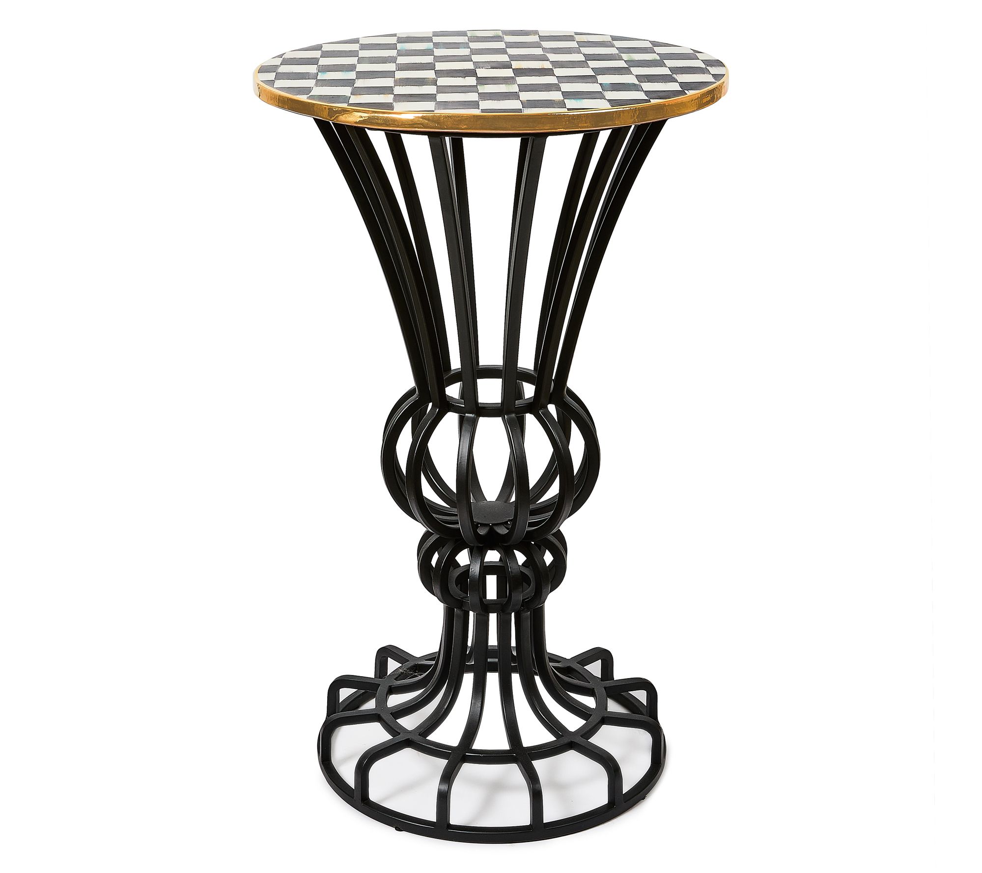 MacKenzie-Childs Courtly Check Pedestal Accent Table