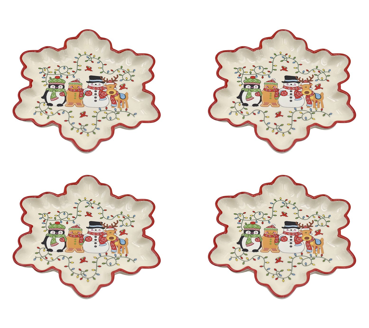 "As Is" Temp-tations Seasonal Set of (4) 8" Snowflake Plate