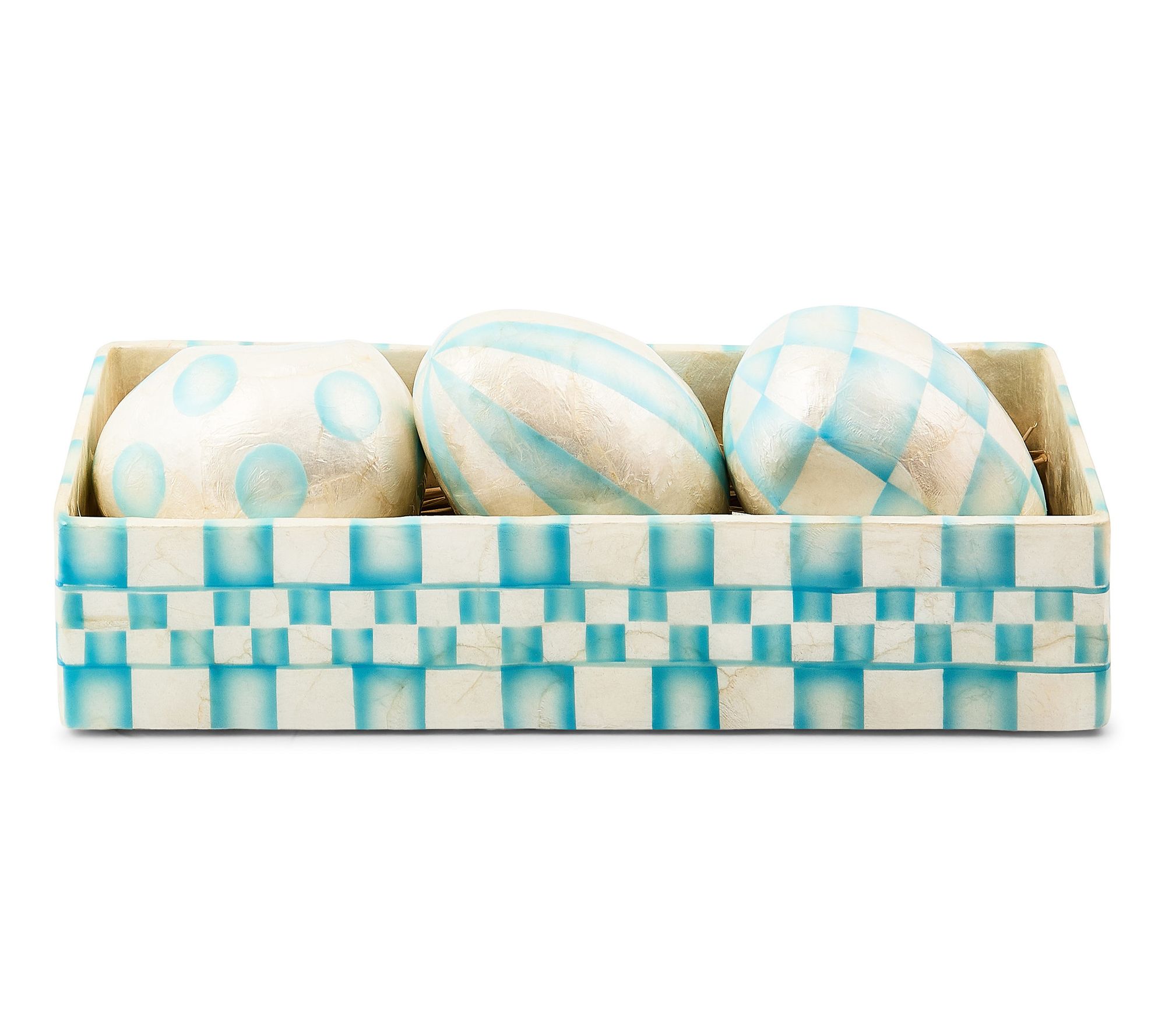 MacKenzie- Childs Set of 3 Capiz Eggs with Capiz Giftbox
