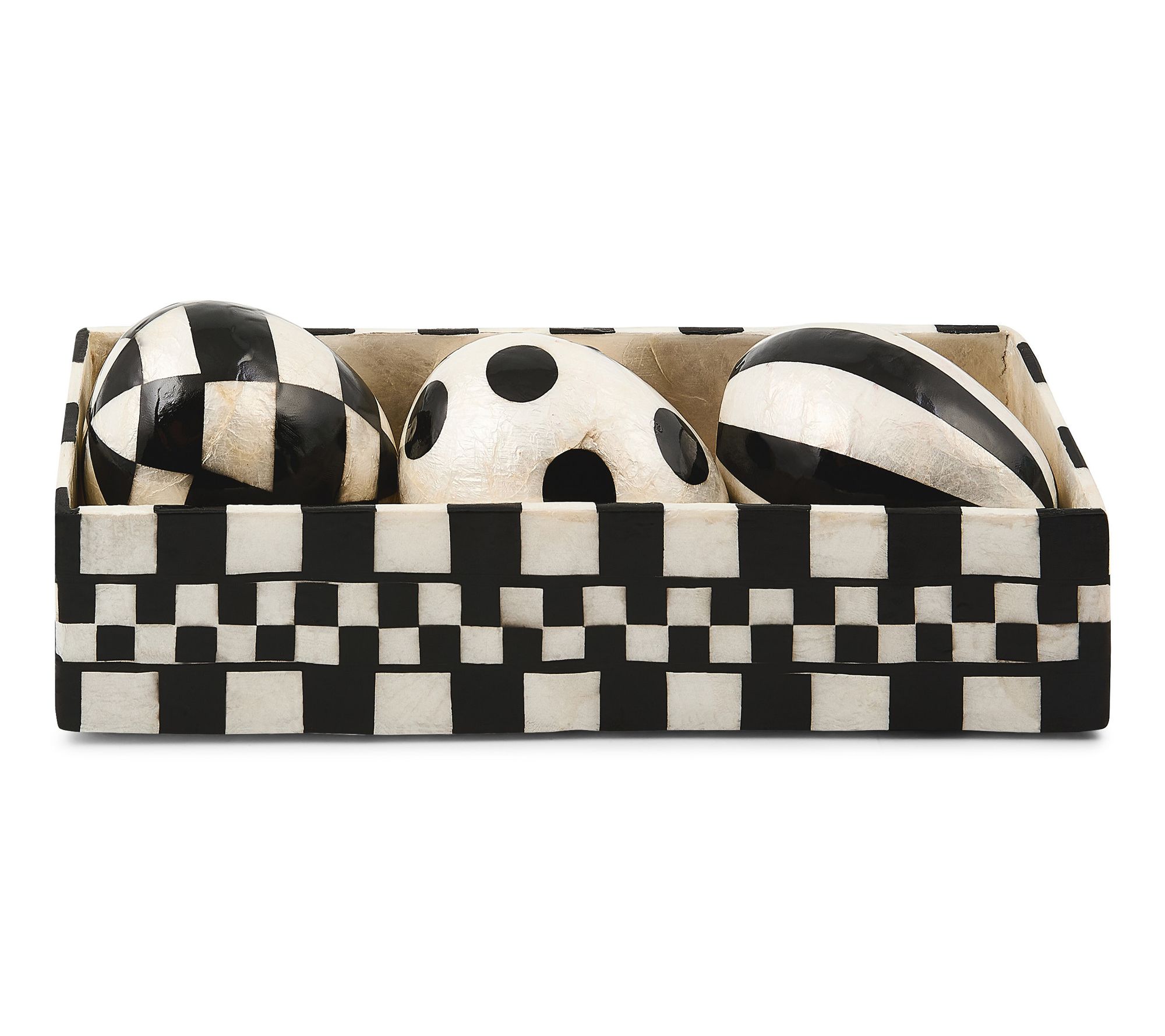 MacKenzie- Childs Set of 3 Capiz Eggs with Capiz Giftbox