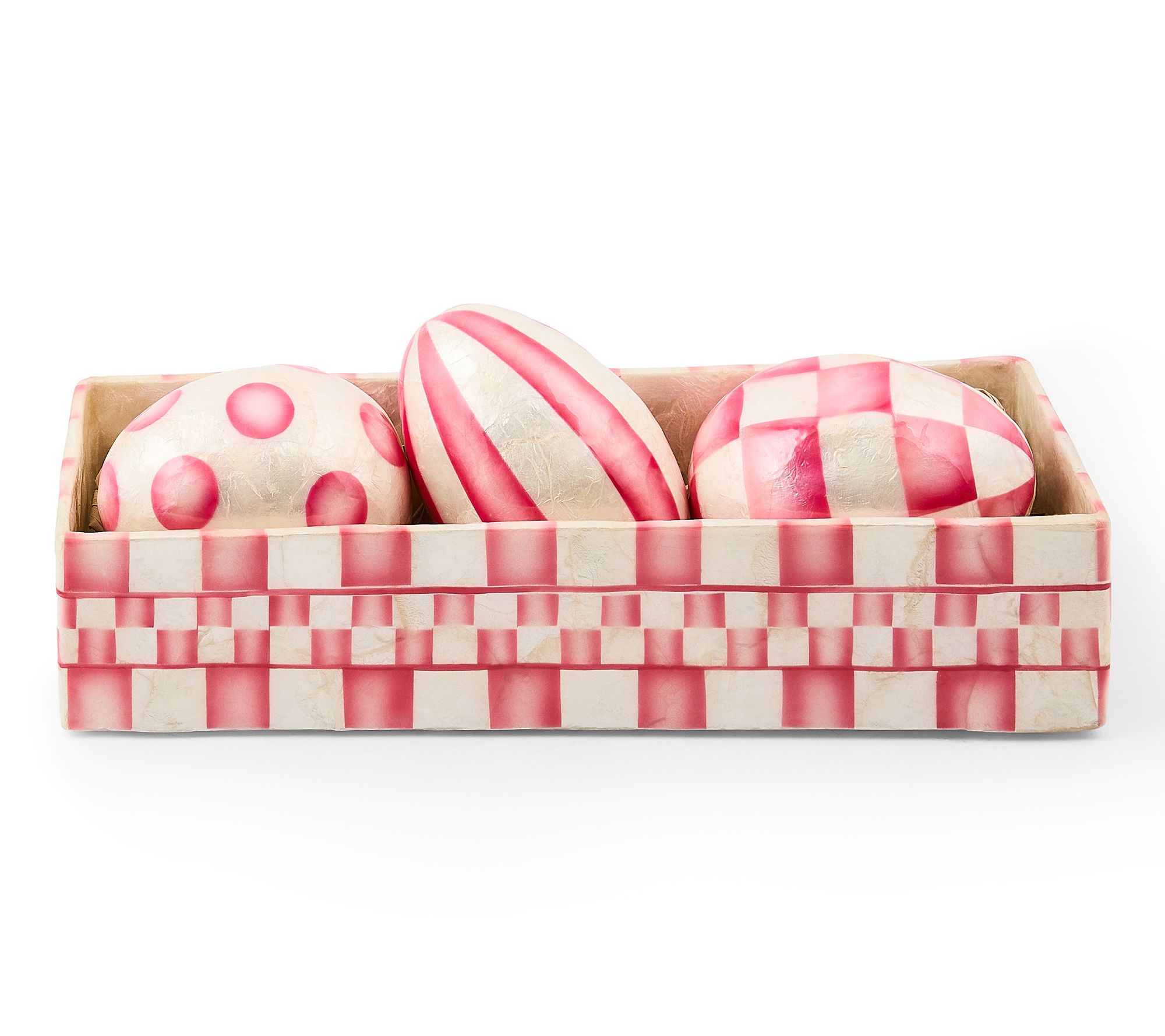 MacKenzie- Childs Set of 3 Capiz Eggs with Capiz Giftbox