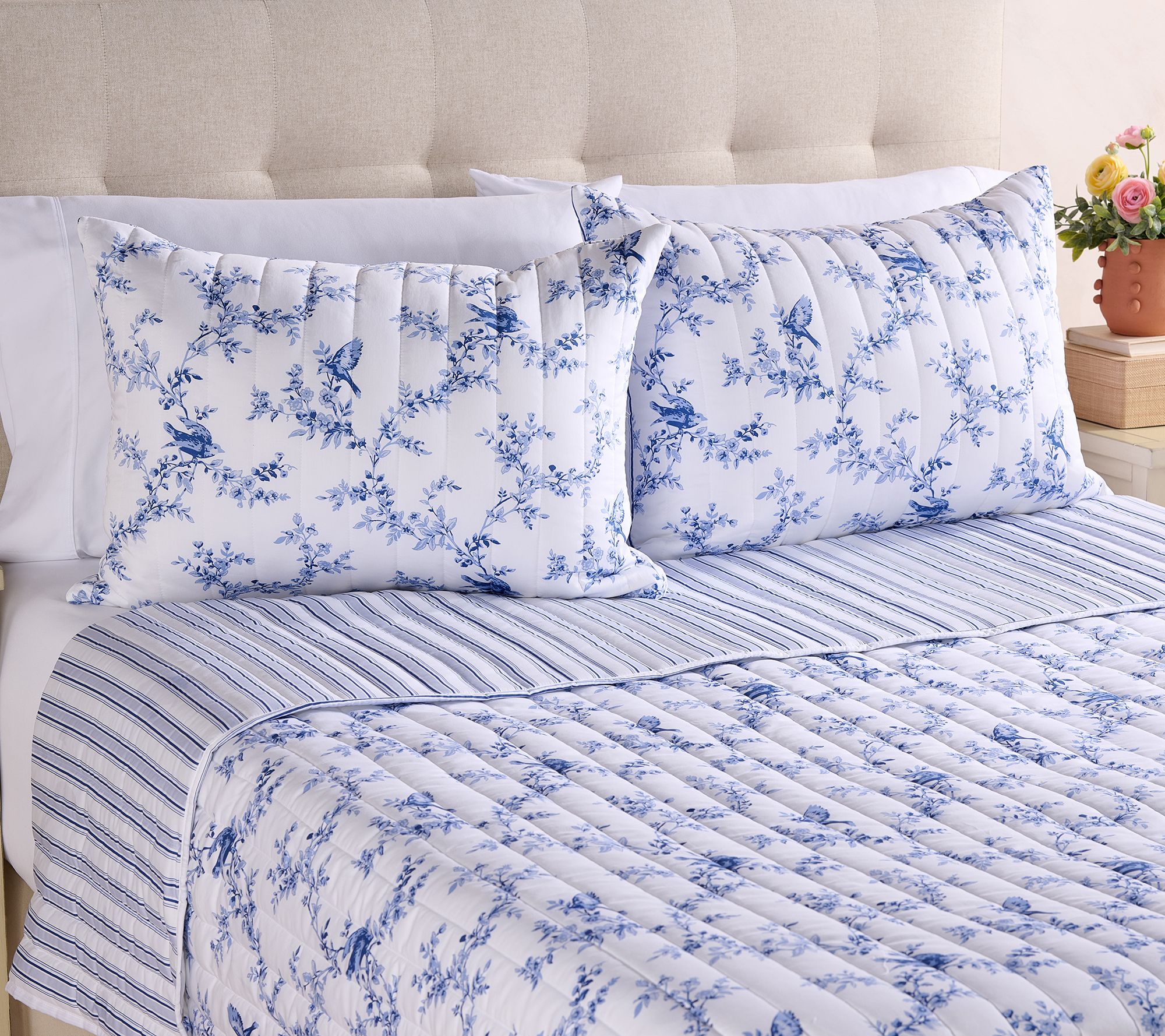  Springtime Songbird Reversible King Quilt Set by Kim Gravel