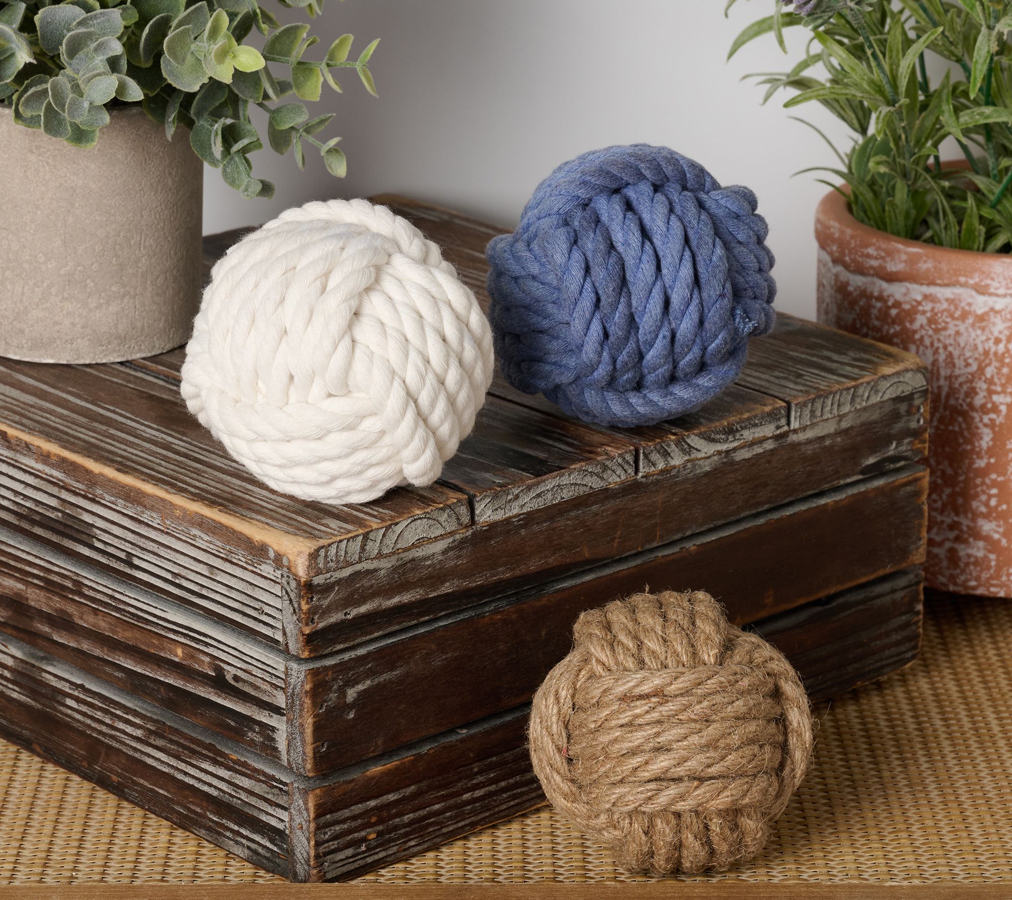 Home Reflections Set of (3) 3" Nautical Rope Knot Scatter