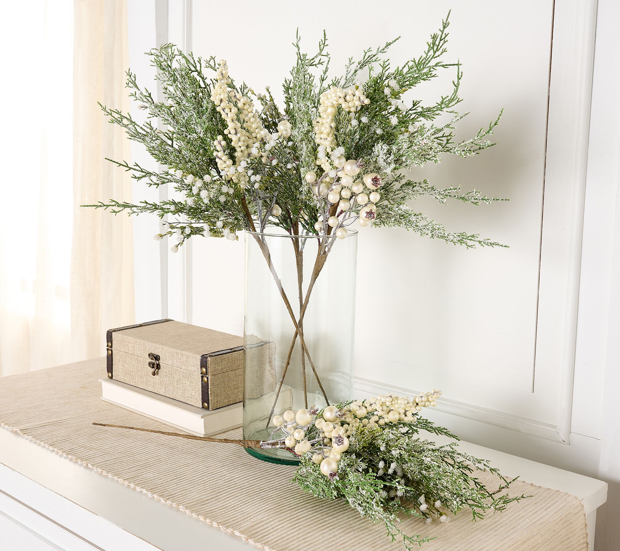 "As Is" Set of 4 Winter Frost Cedar and Berry Sprays by Valerie