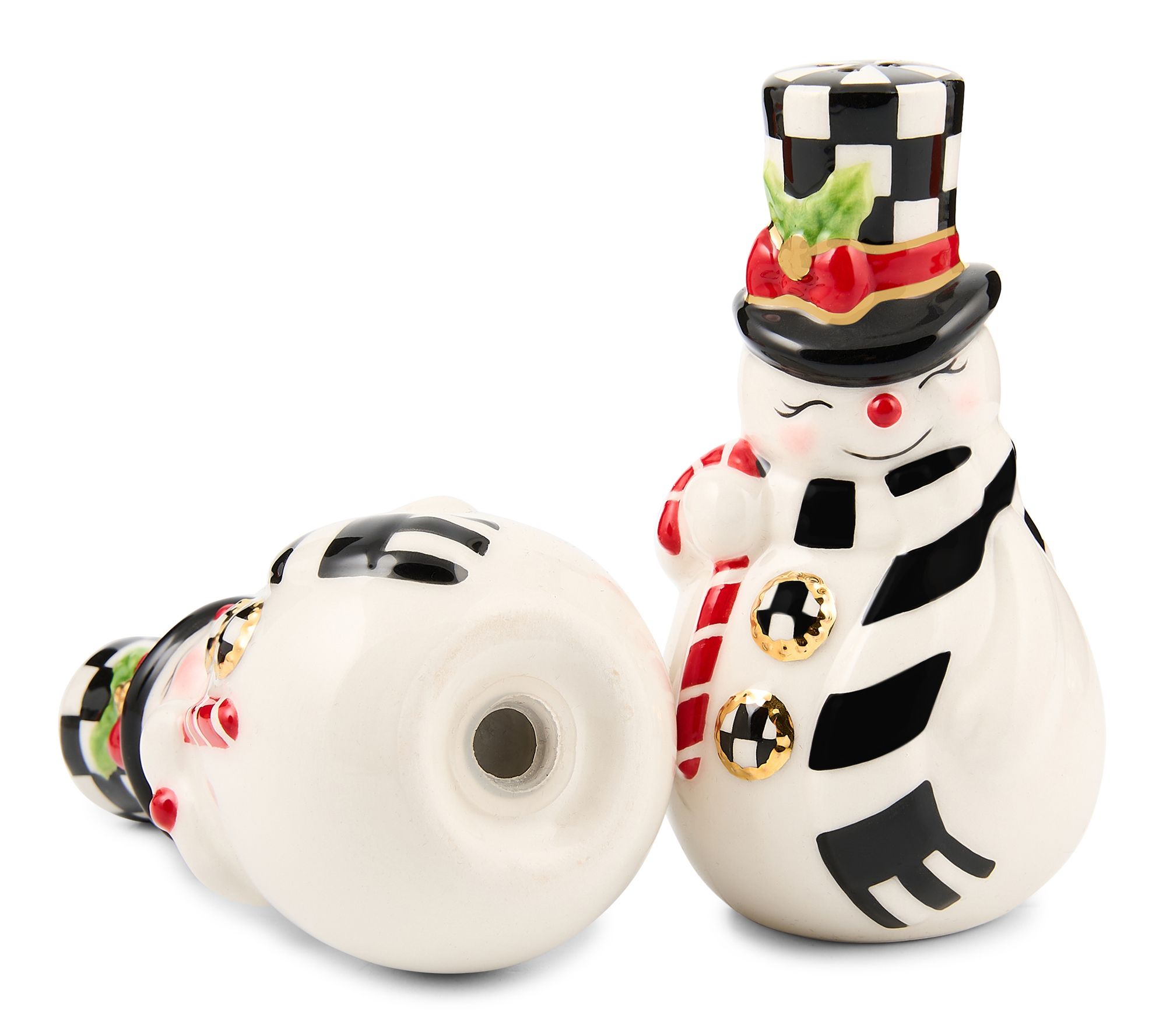 MacKenzie- Childs Nostalgia Snowman Salt & Pepper Set - QVC.com