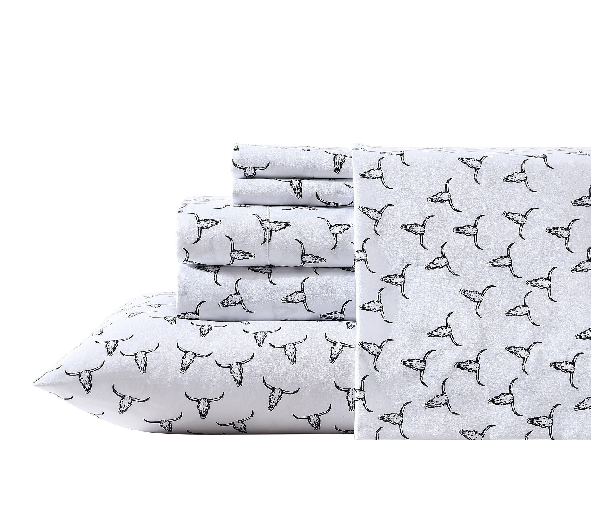 Wrangler Steer Skulls Black TwinXL Microfiber Sheet Set