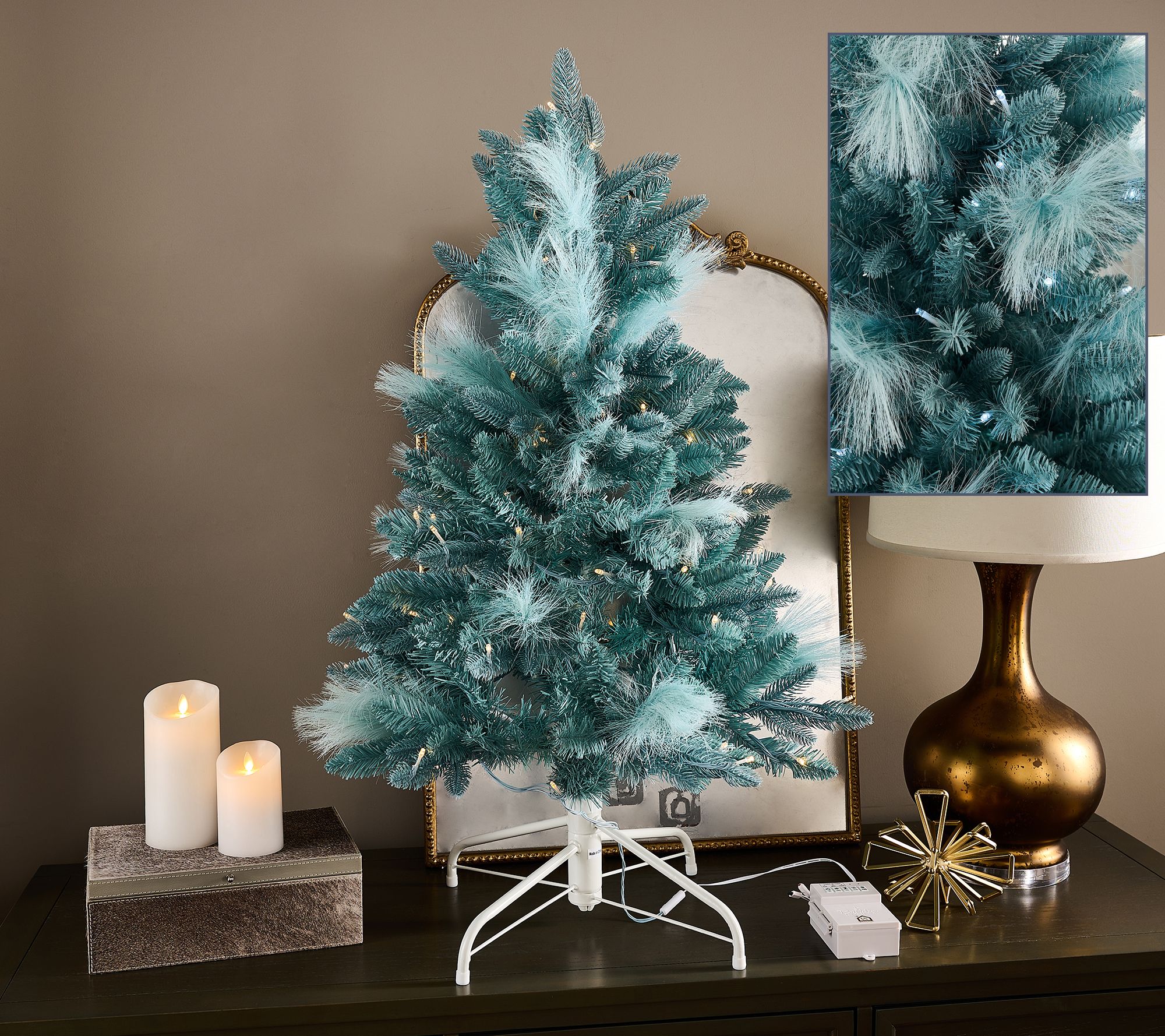 "As Is" 40" Illuminated Indoor/Outdoor Pampas Stake Tree by Kim