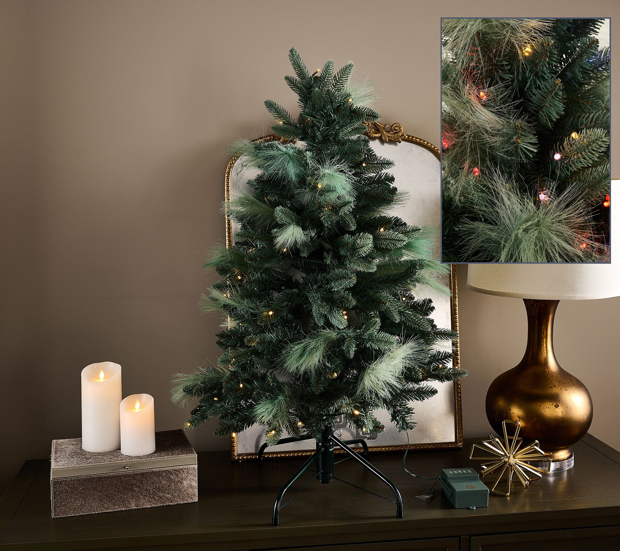 "As Is" 40" Illuminated Indoor/Outdoor Pampas Stake Tree by Kim