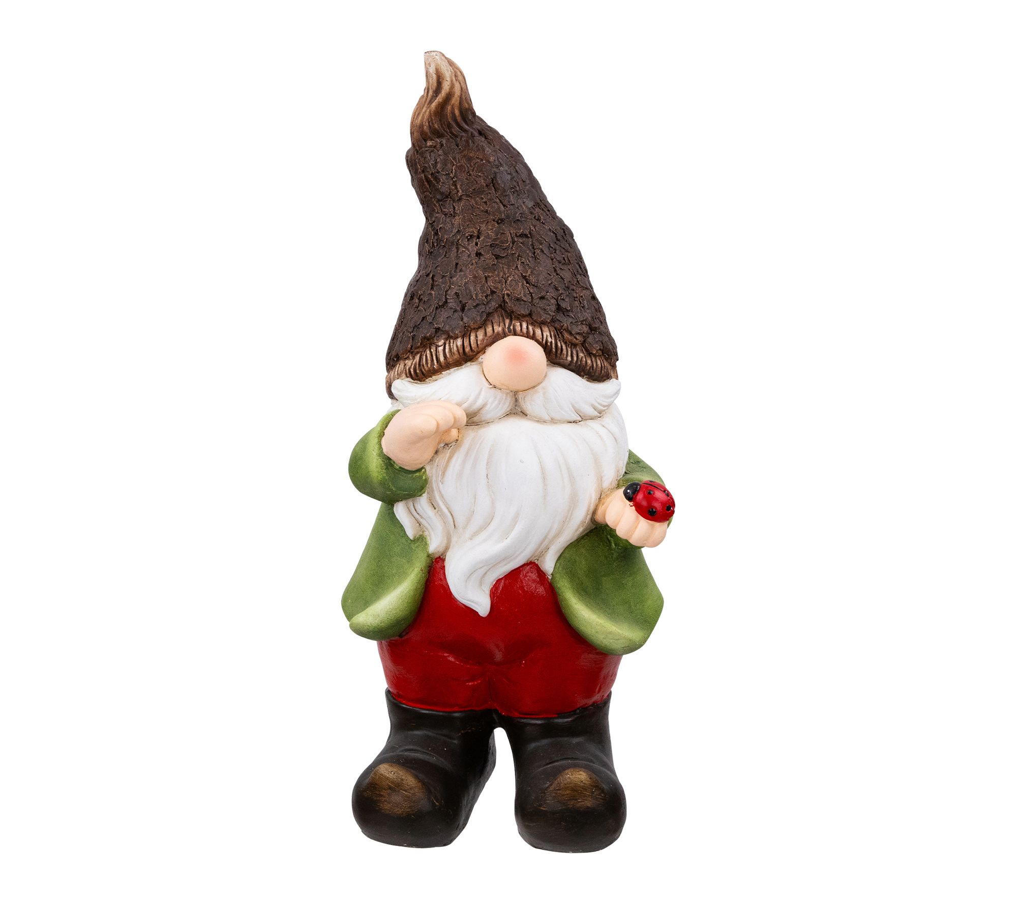 Northlight Gnome with Ladybug Outdoor Garden Statue - 15.75"