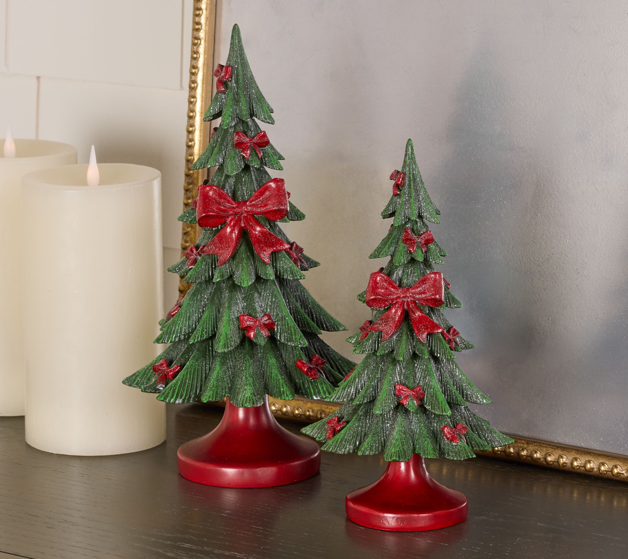 Set of 2 Trees with Bows by Valerie