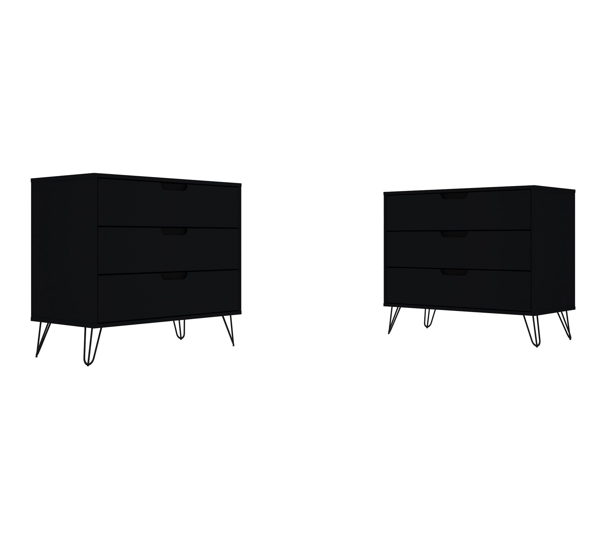 Manhattan Comfort Rockefeller 35" Dresser (3-Drawer)- Set of 2