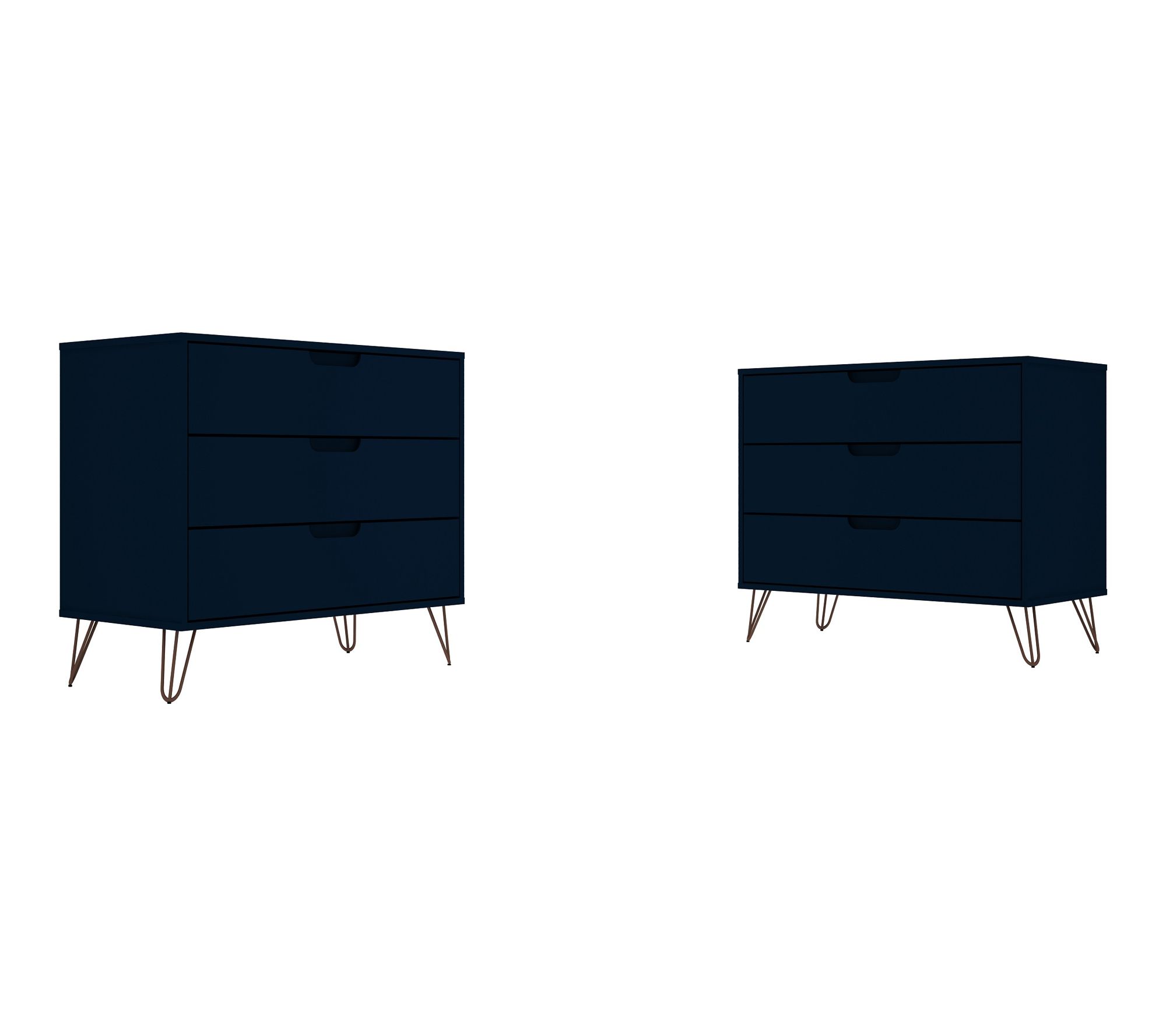 Manhattan Comfort Rockefeller 35" Dresser (3-Drawer)- Set of 2