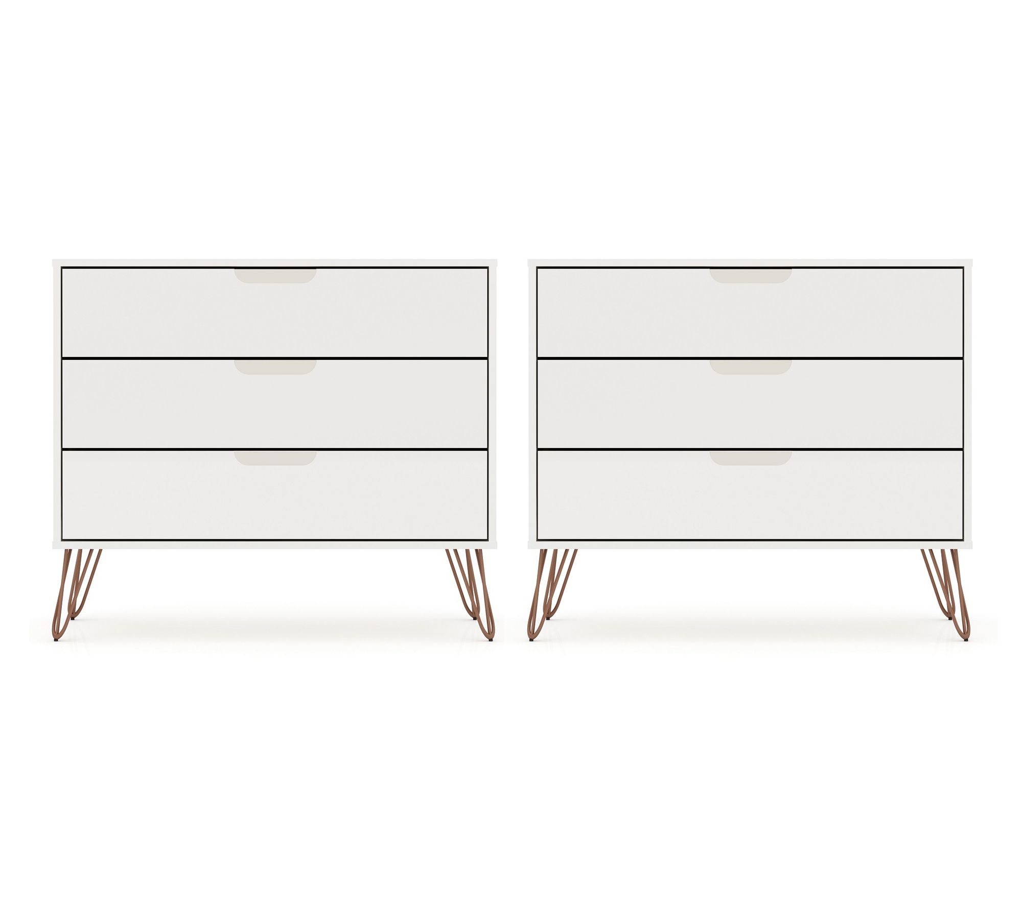 Manhattan Comfort Rockefeller 35" Dresser (3-Drawer)- Set of 2