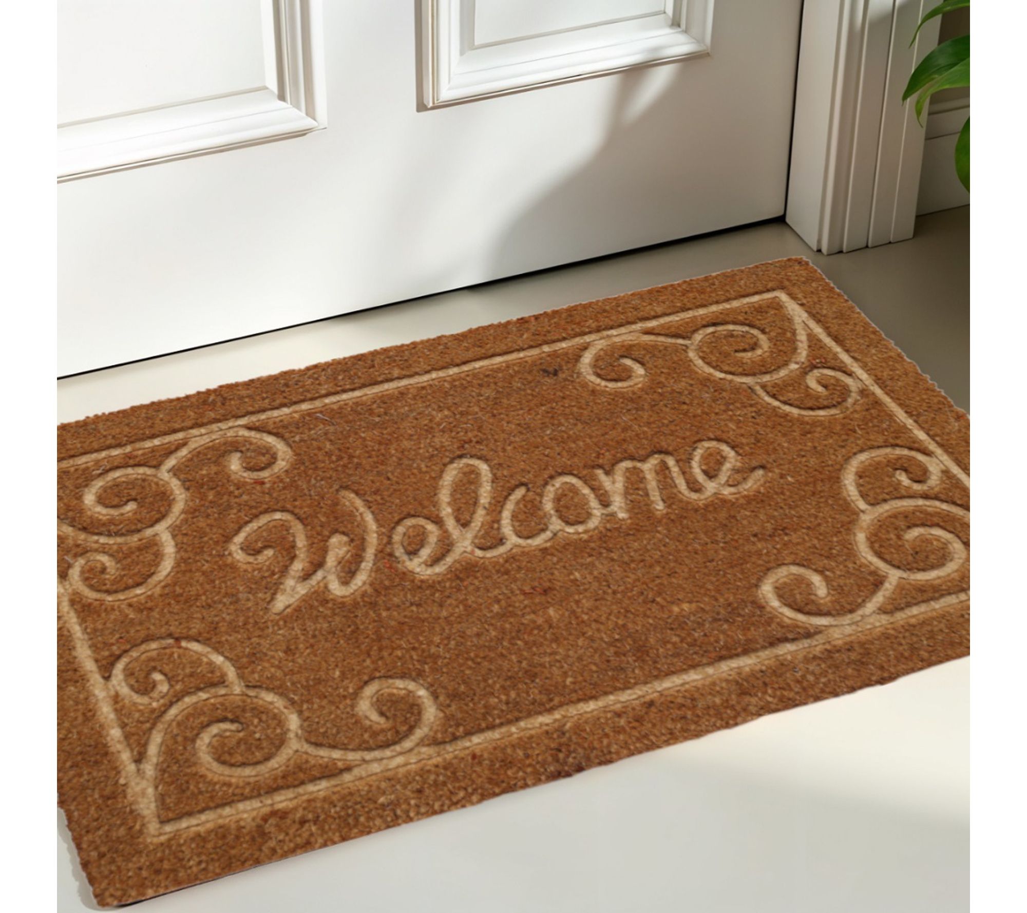 HomeRoots 18" X 30" Coir Vines Welcome OutdoorDoor Mat