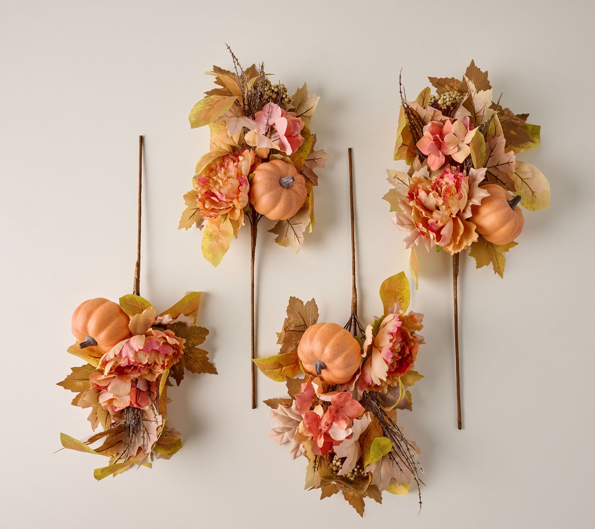 Home Reflections Set of 4 Hydrangea Pumpkin Picks