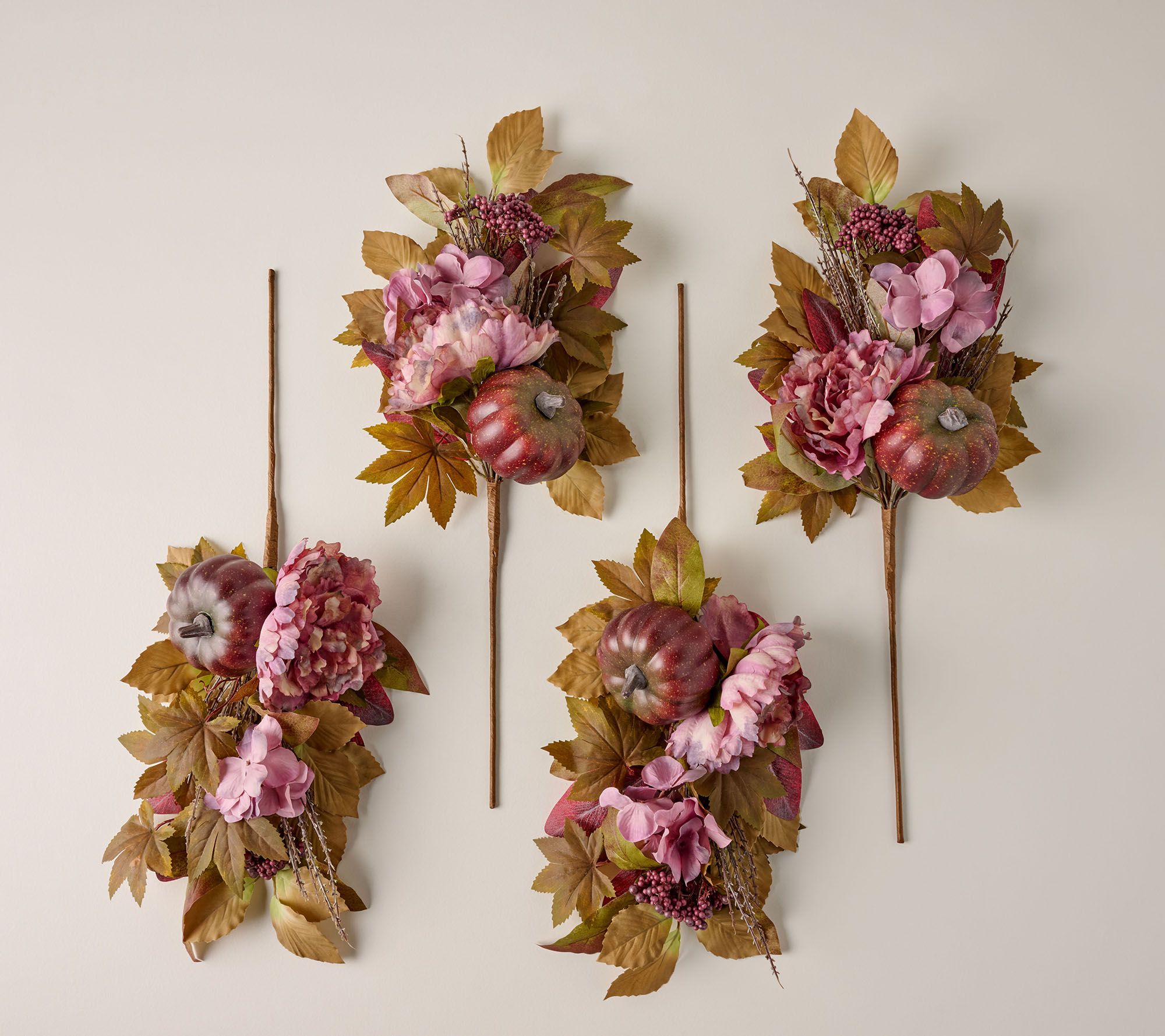 Home Reflections Set of 4 Hydrangea Pumpkin Picks