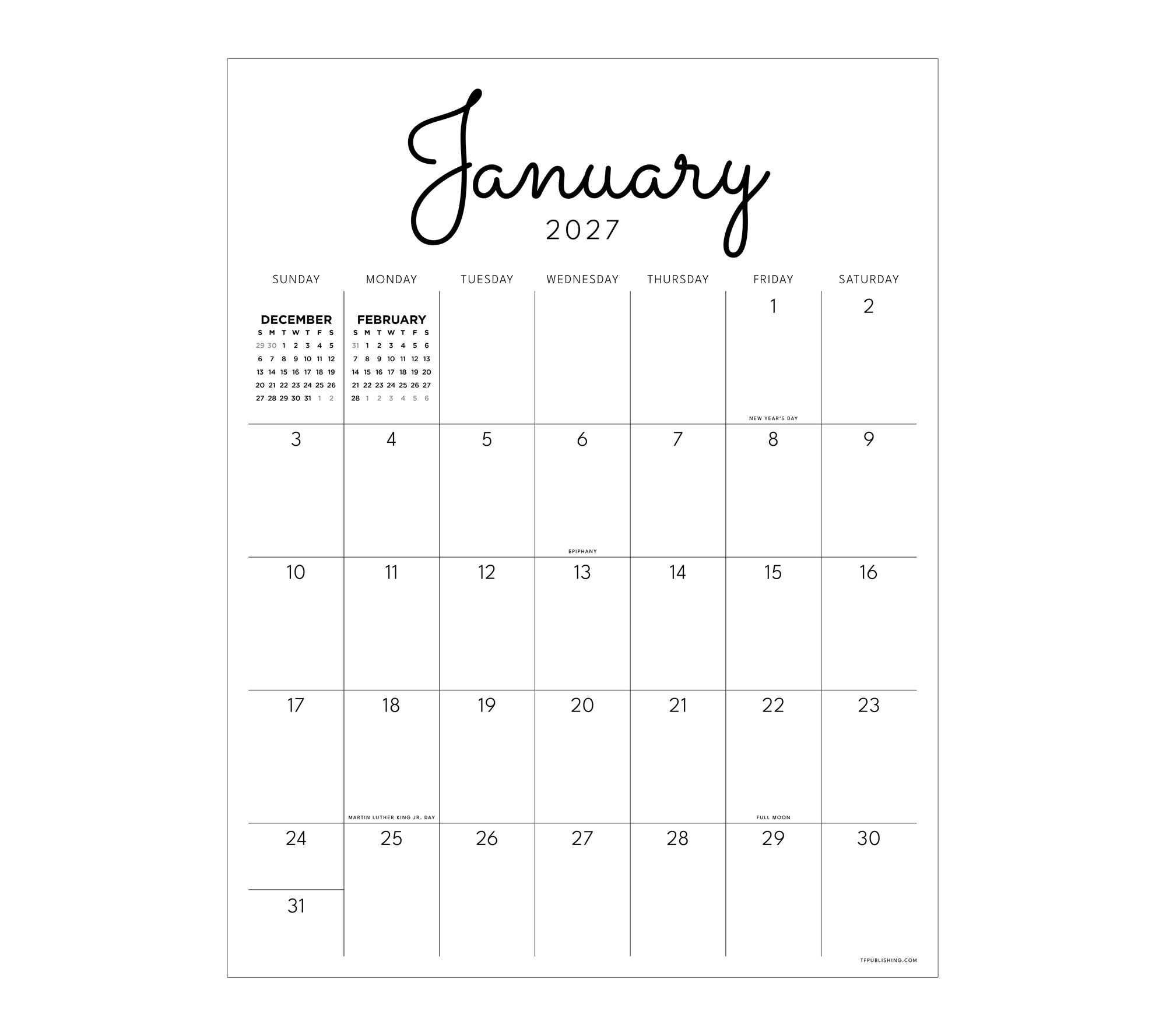 2027 Large Art Poster Wall Calendar