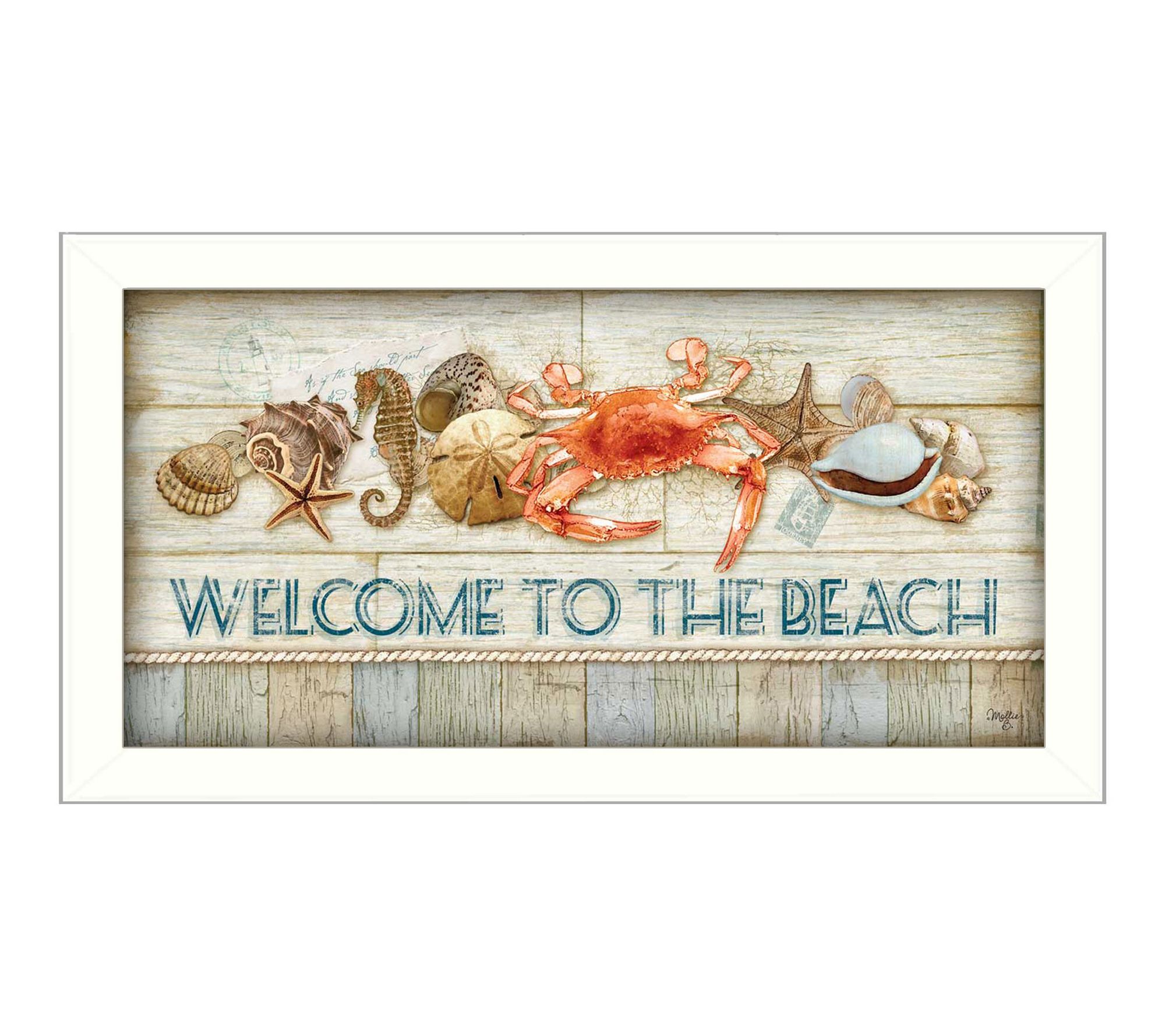 HomeRoots Welcome to the Beach White Framed Wall Art