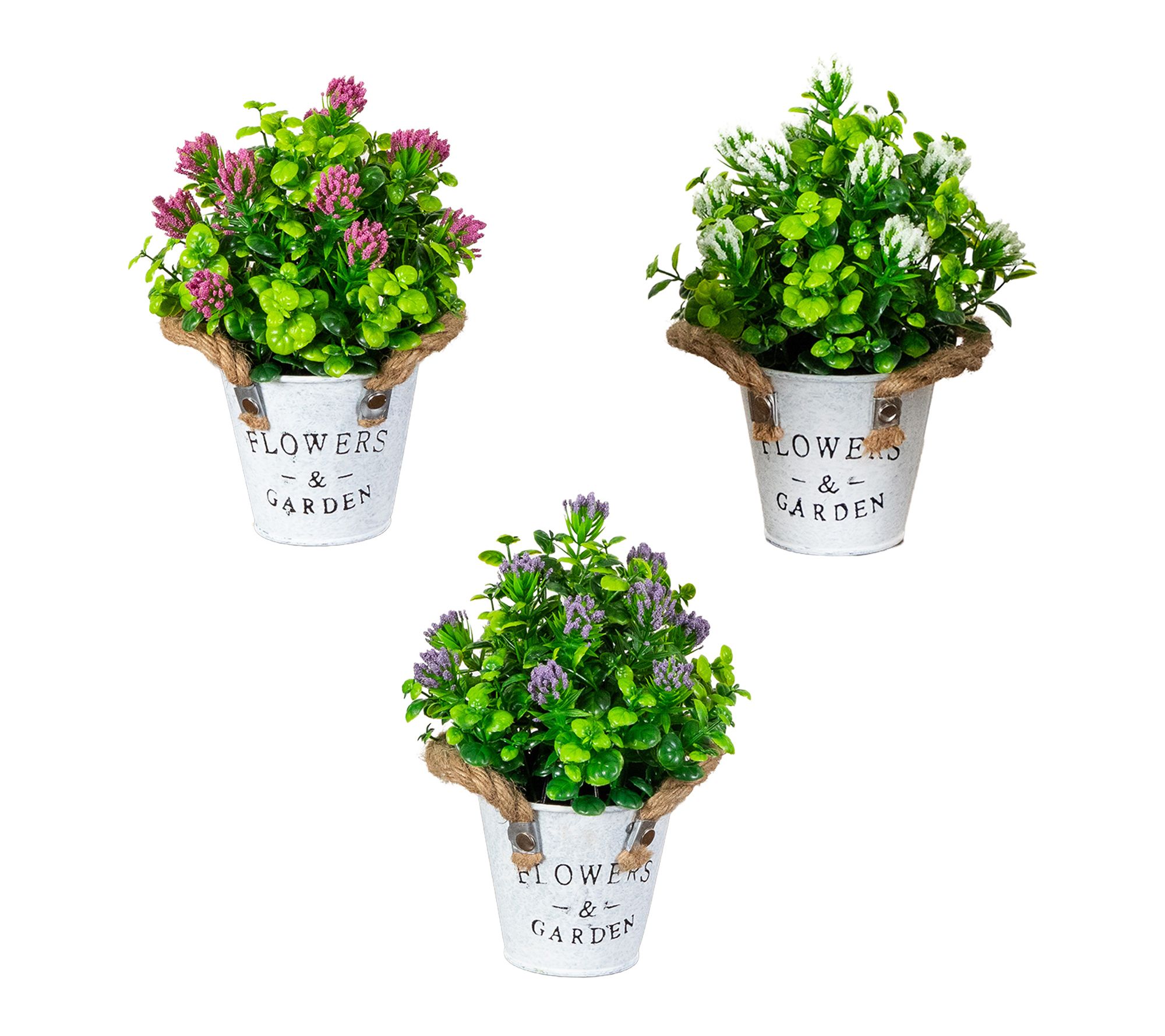 7-in Mixed Arrangement in Planter - Set of 3 by Nearly Natural
