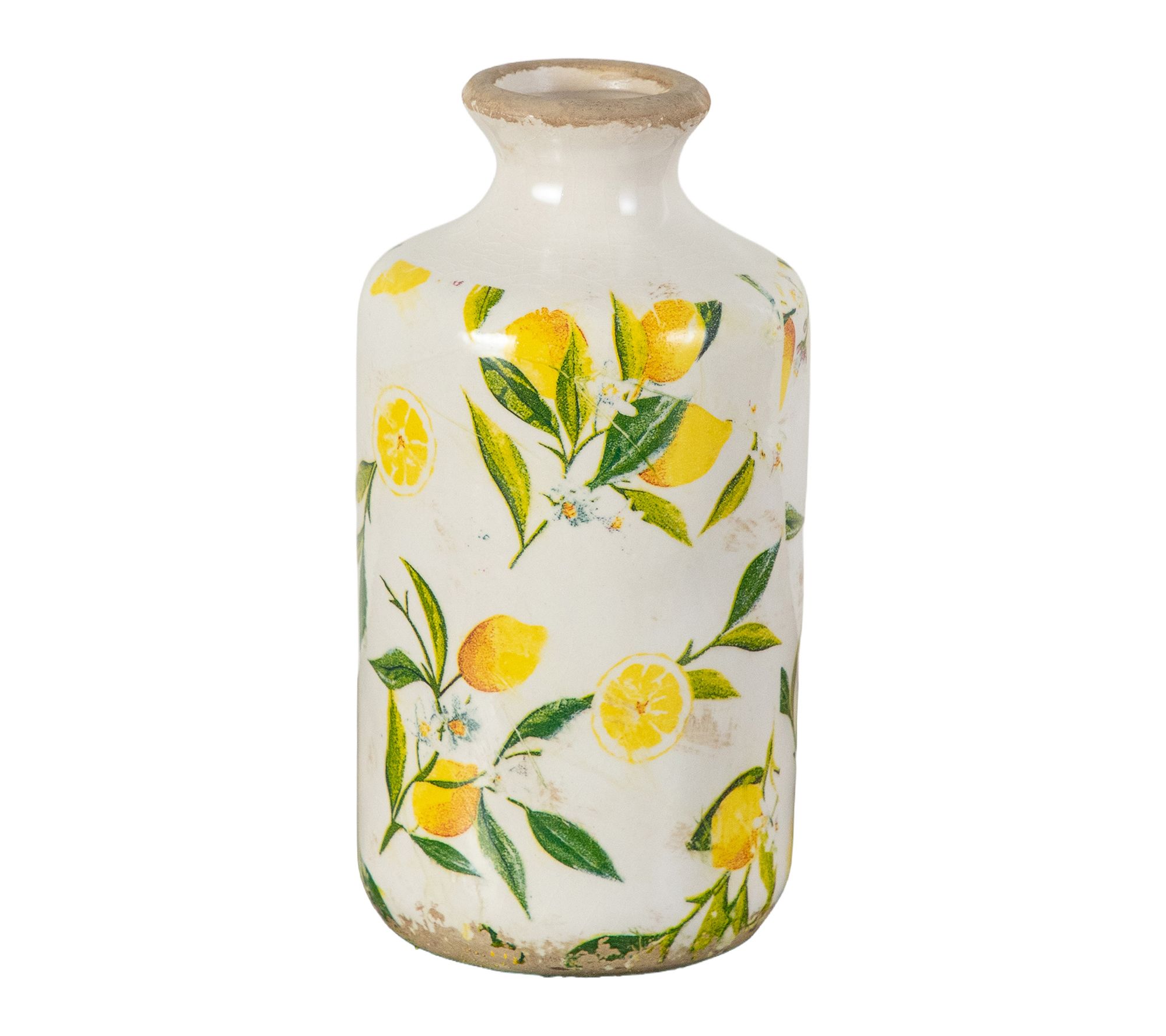 7-in Ceramic Lemon Print Base by Nearly Natural