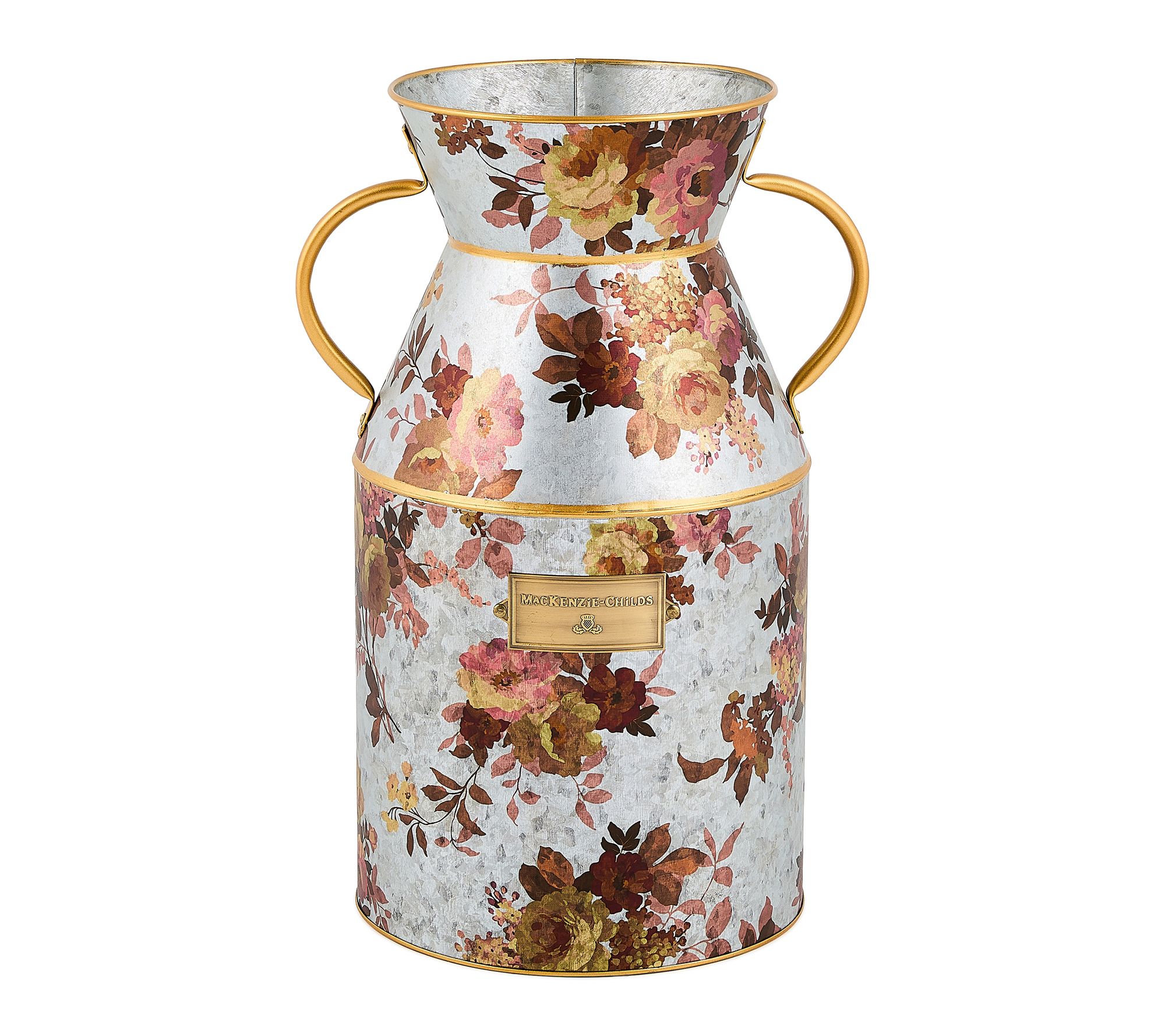 MacKenzie -Childs Wild Rose Galvanized Small Milk Can