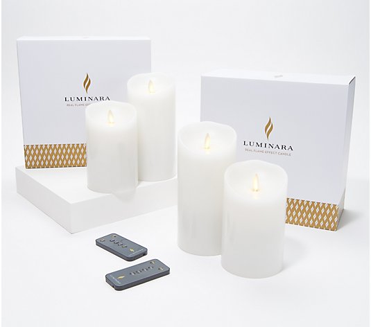 Luminara Flameless 5"&7" Pillar Gift Set Duo w/Gift Boxes & Remotes