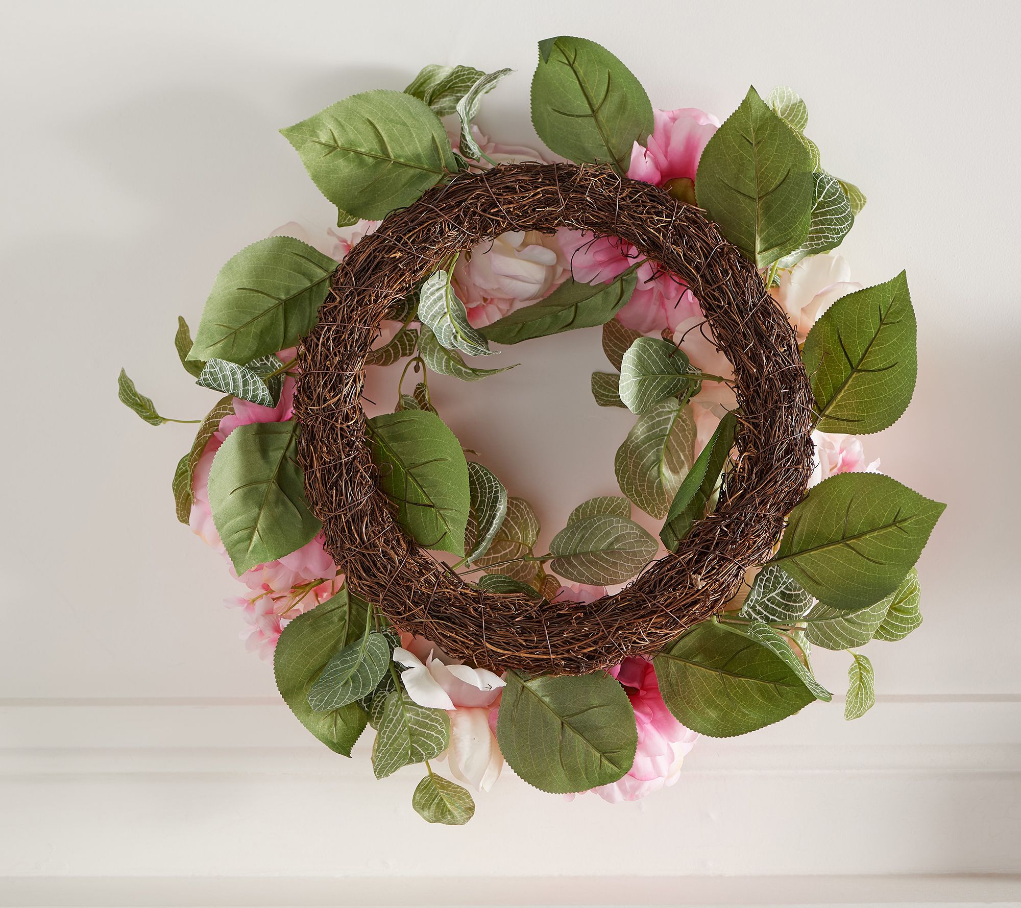 22" Peony and Hydrangea Wreath by Valerie