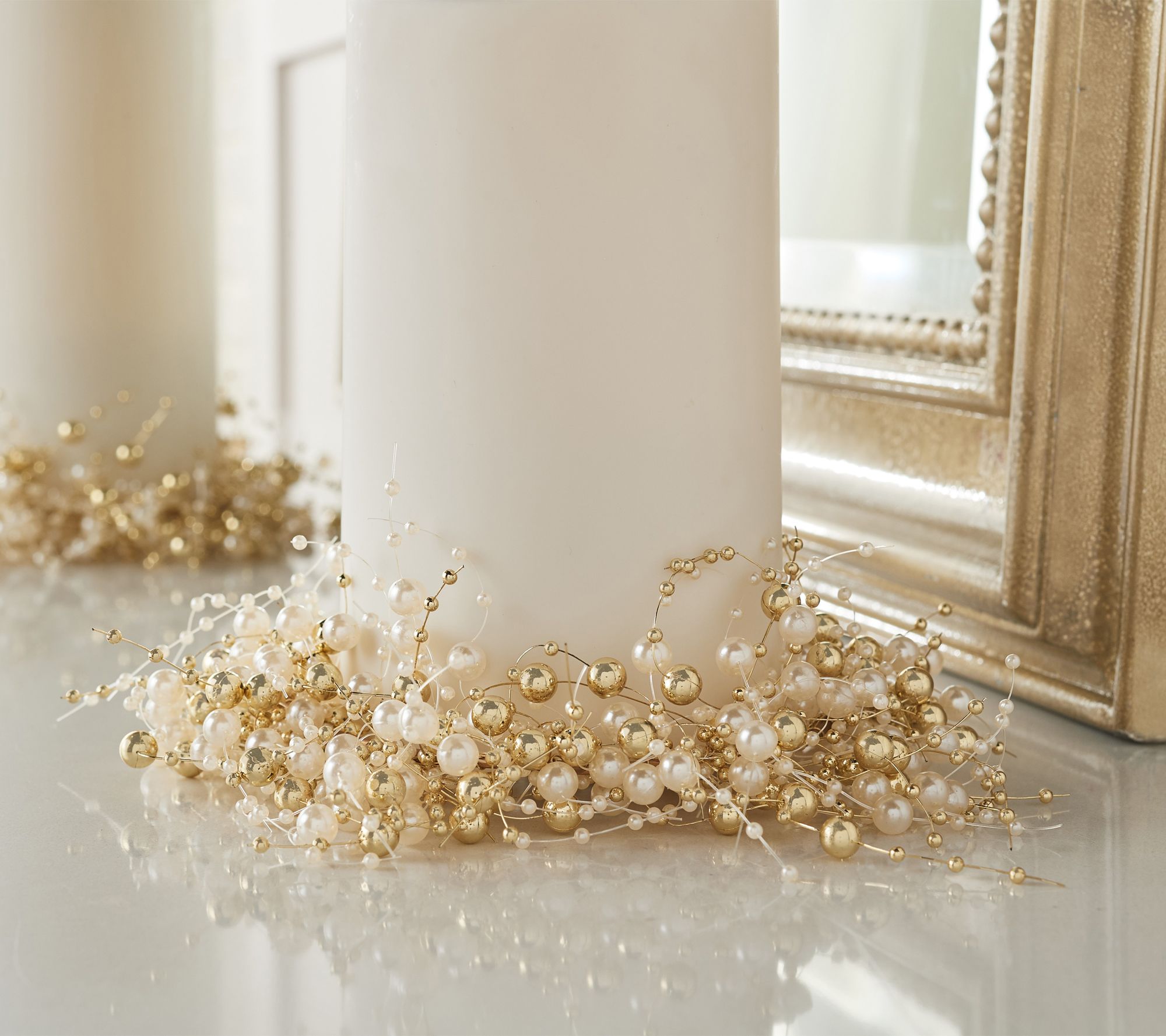 "As Is" Set of 2 Pearl and Bead Candle Rings by Valerie