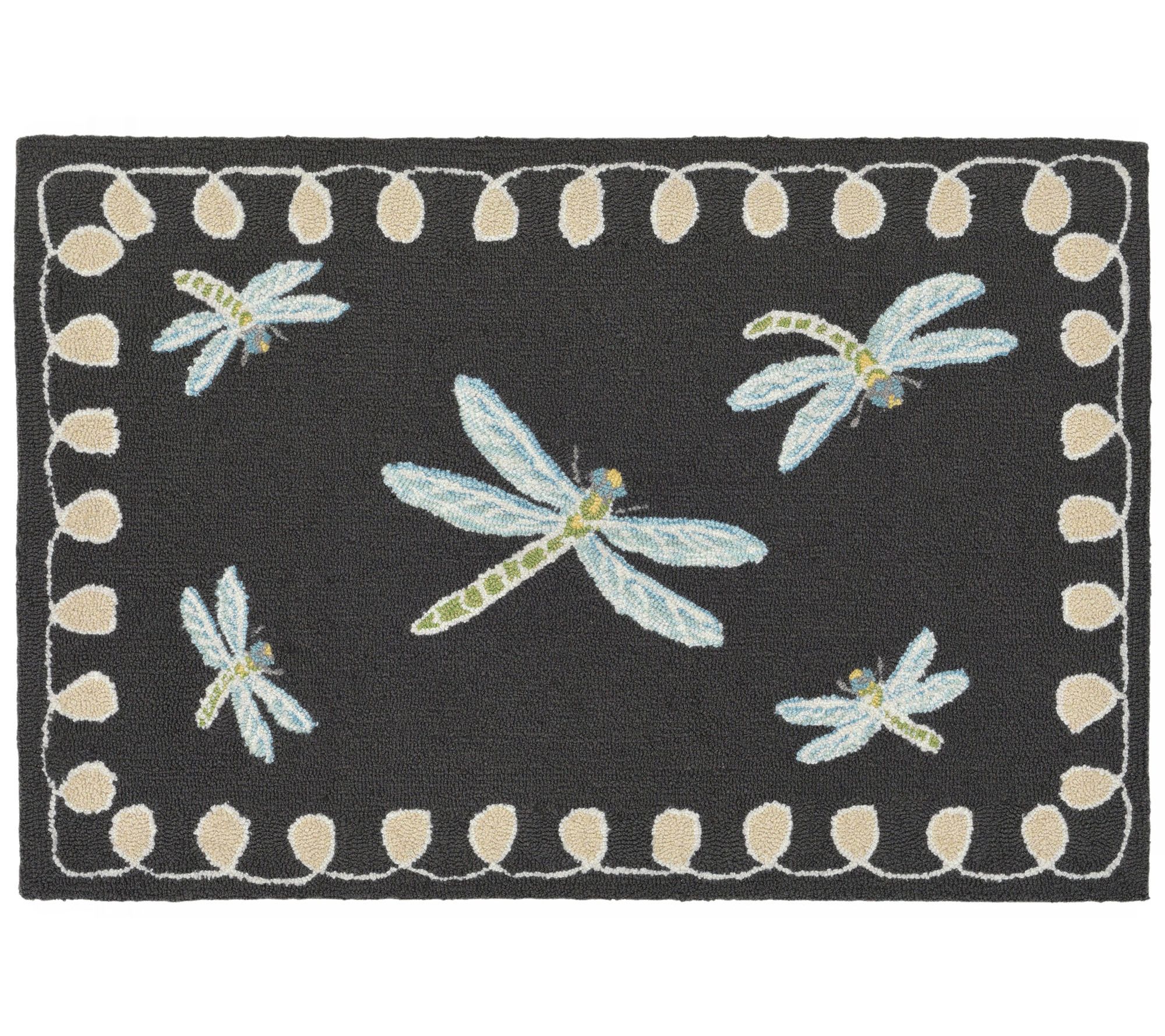 Liora Manne Frontporch Dragonfly Rug Midnight 20" x 30"