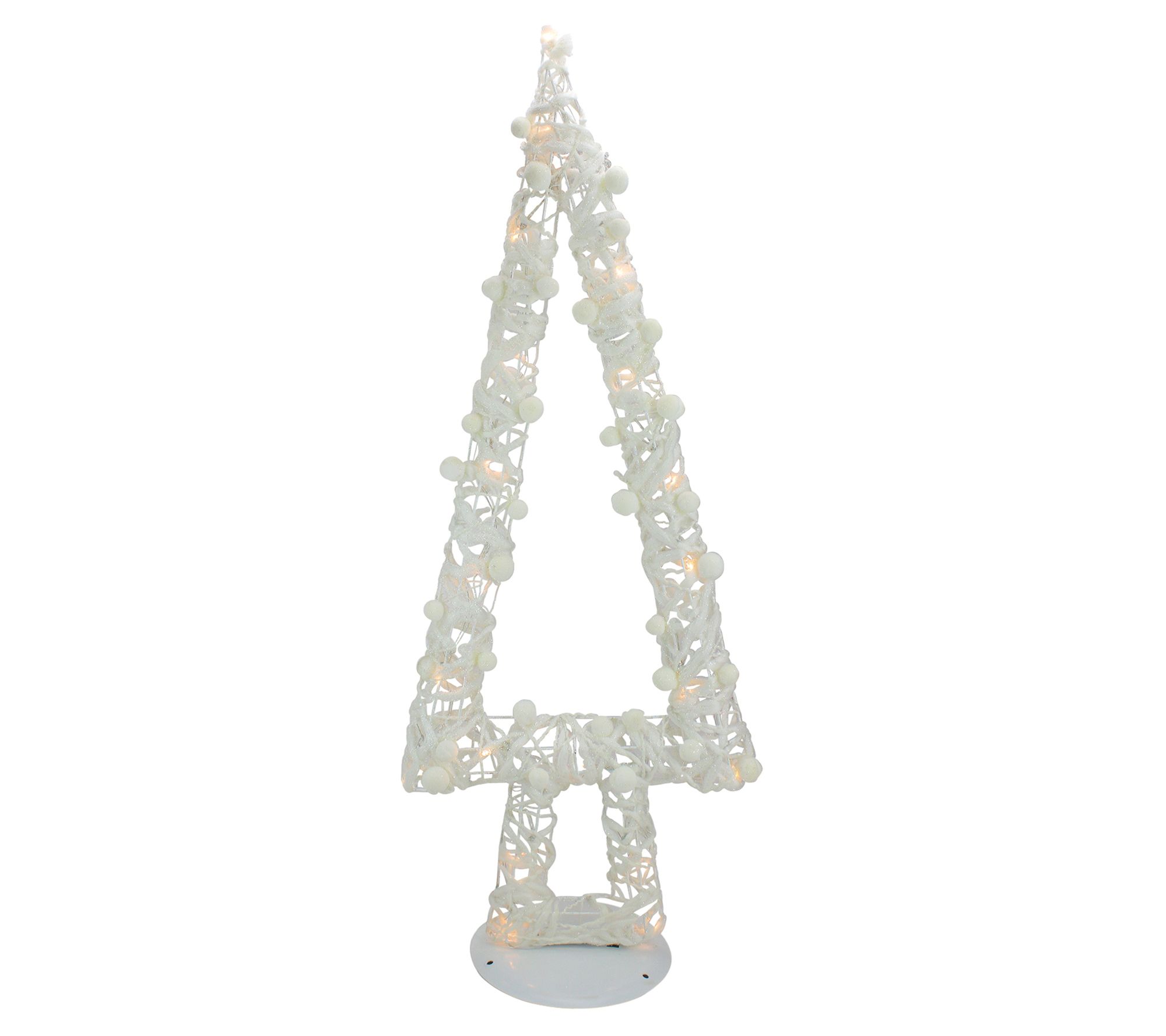Northlight 34" White Battery Operated GlitteredTree Decor