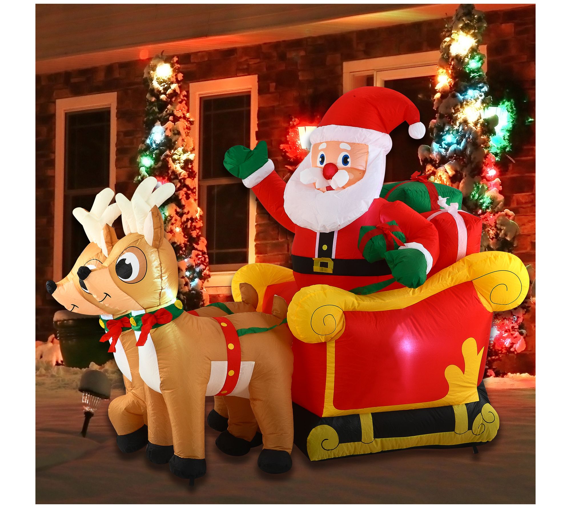 Joiedomi 6 ft Santa Claus on Sleigh Inflatable
