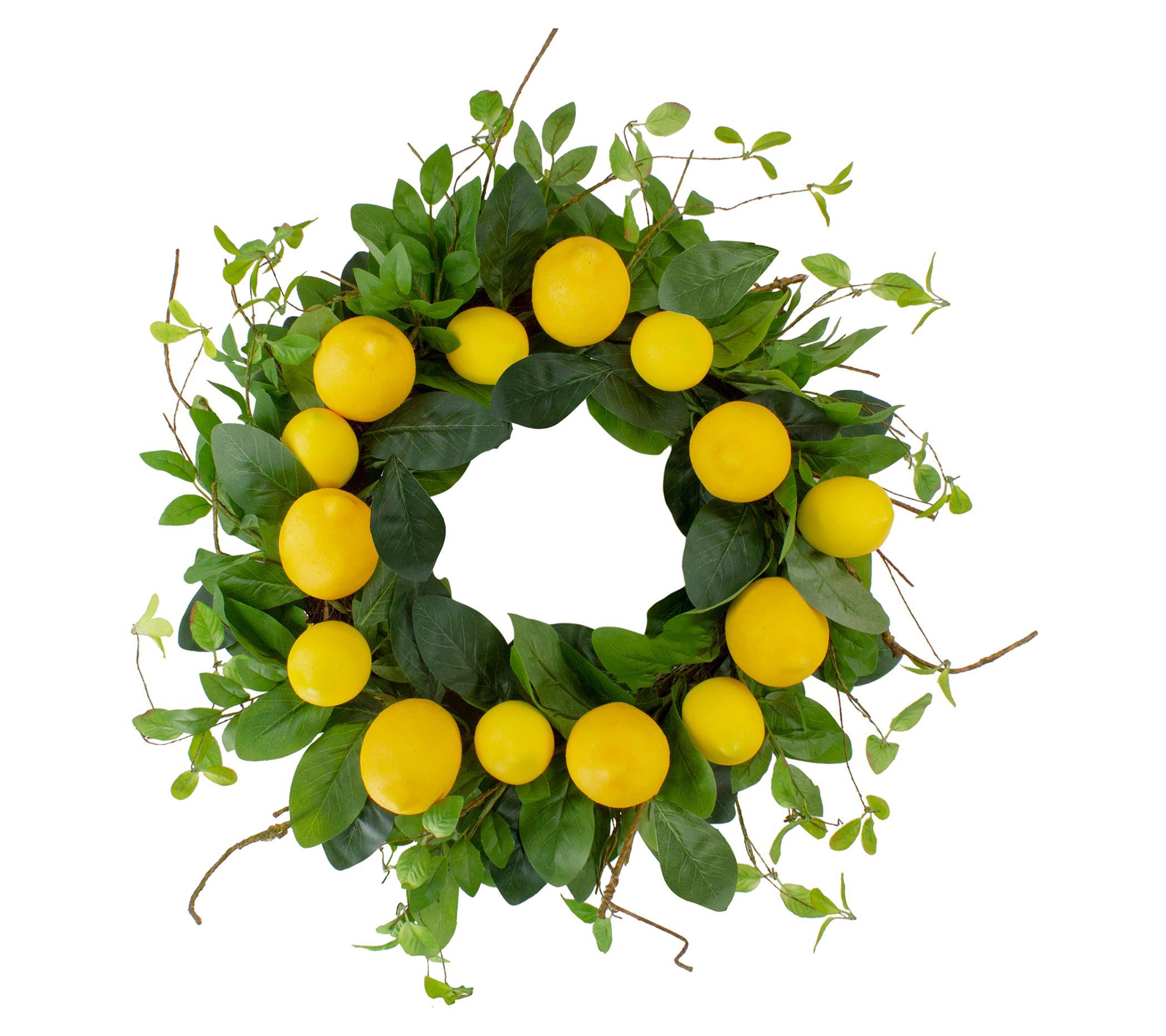 Lemons and Assorted Foliage Spring Wreath  Yell ow and Green