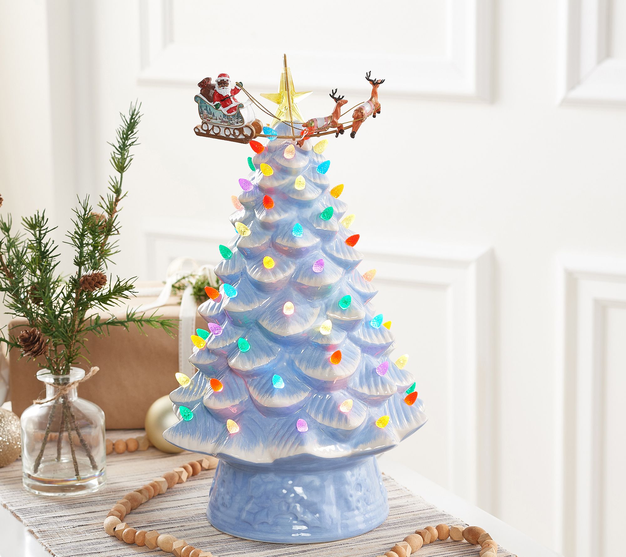 Mr. Christmas 16 Animated Ceramic Nostalgic Tree - White Santa 